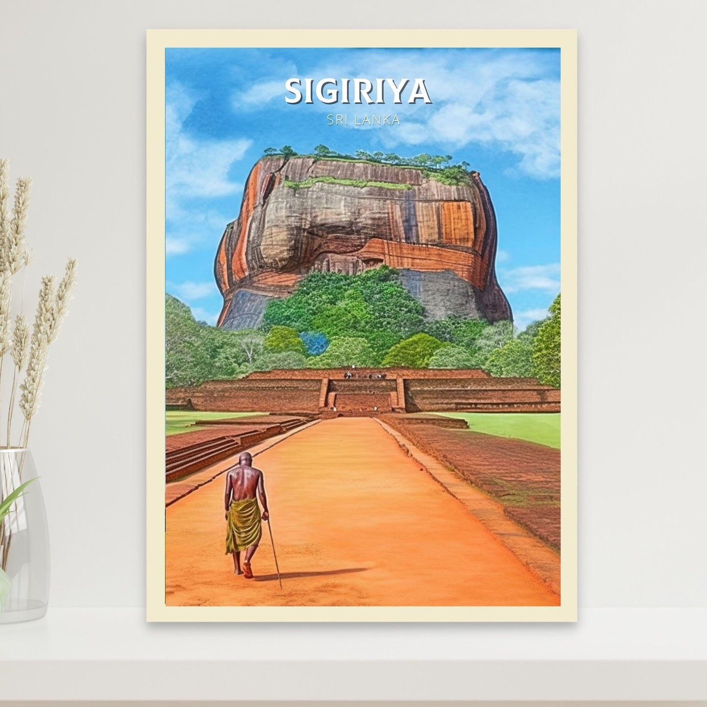 Sigiriya Travel Print | Sigiriya Rock Illustration | Sigiriya Wall Art | Sri Lanka Print | Sigiriya Print| Sri Lanka Painting | ID 019