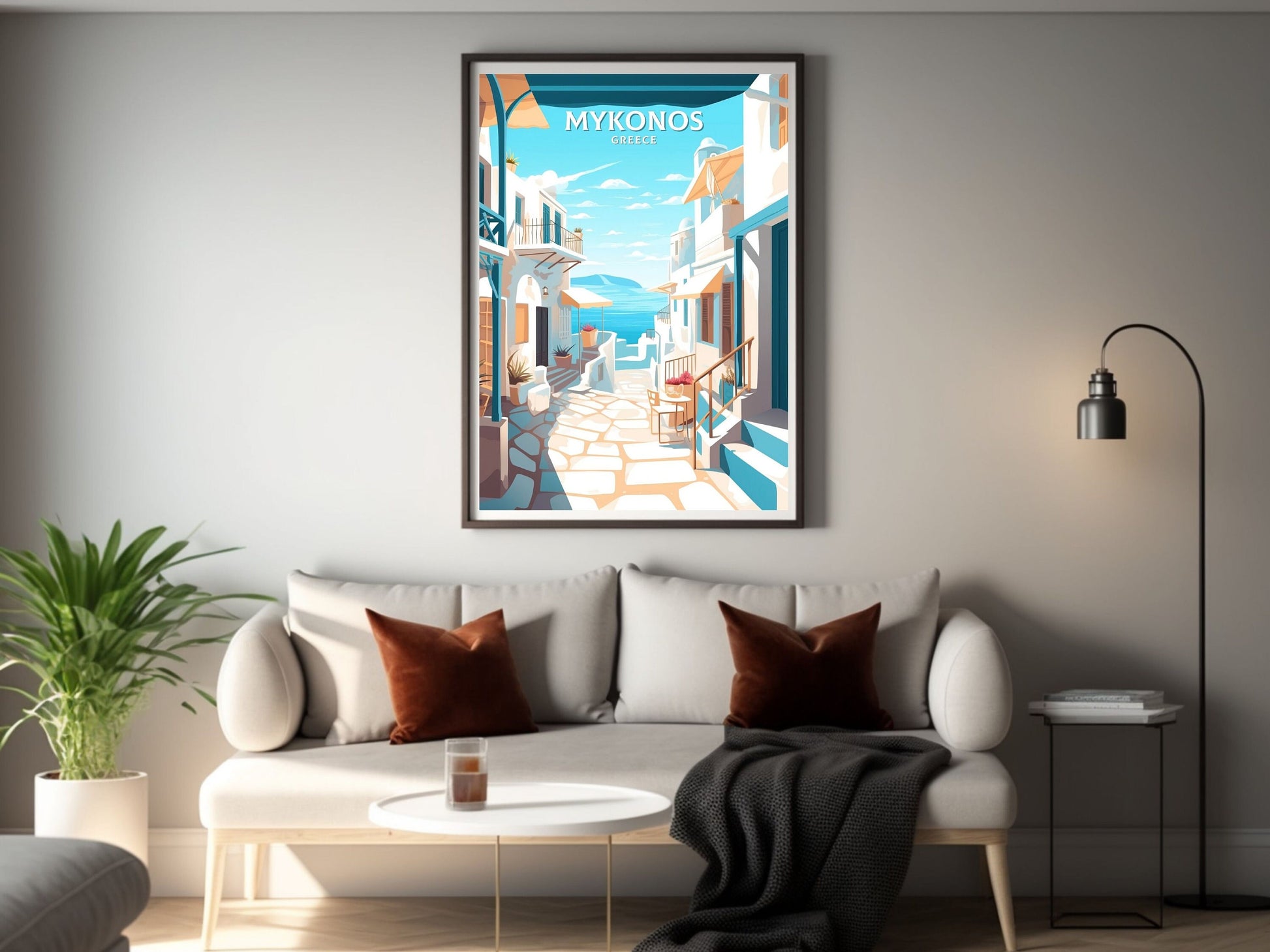 Mykonos Travel Print | Mykonos Illustration | Mykonos Wall Art | Mykonos Print | Greece Print | Greece Home Decor | Mykonos Poster | ID 050