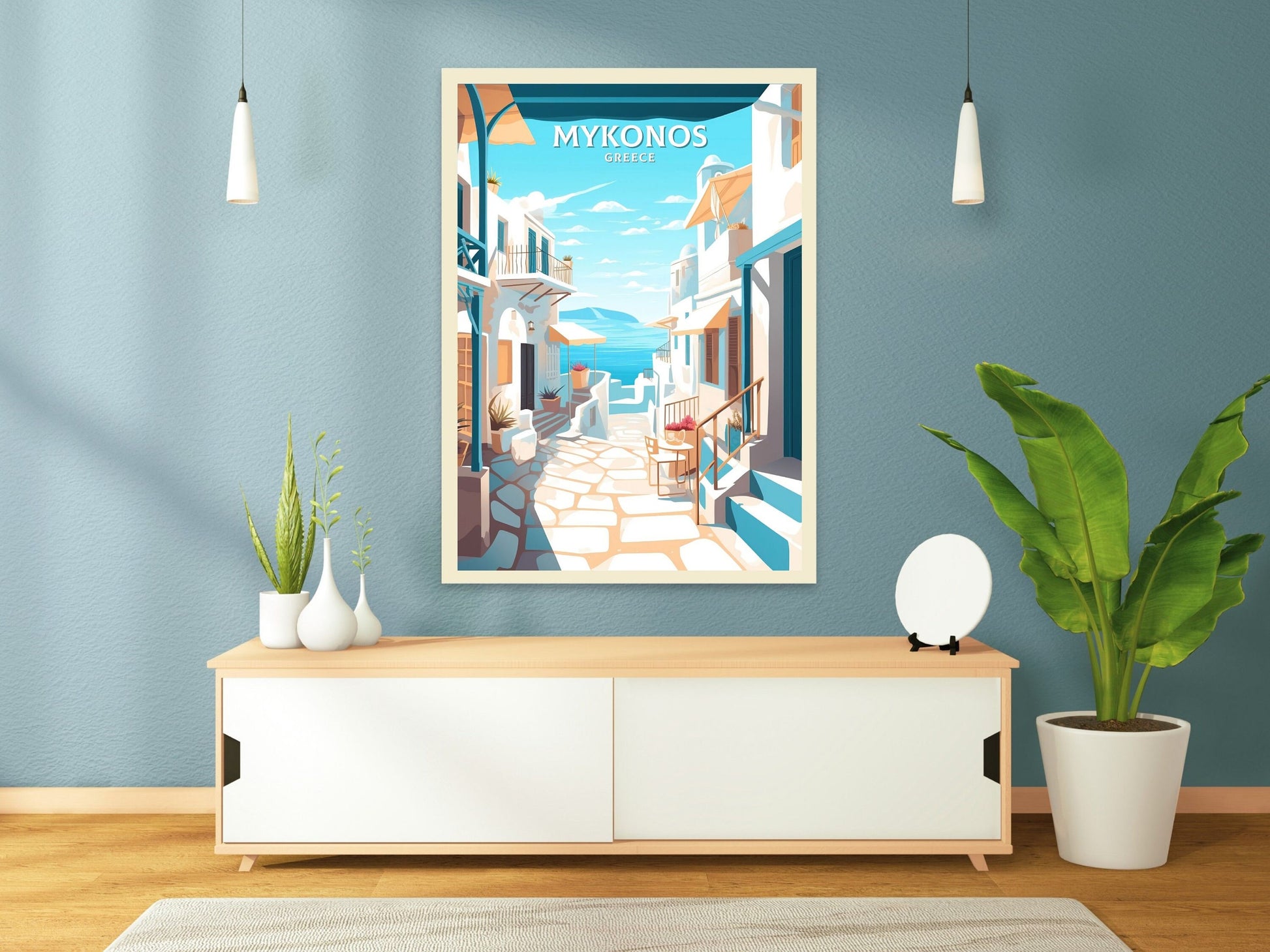 Mykonos Travel Print | Mykonos Illustration | Mykonos Wall Art | Mykonos Print | Greece Print | Greece Home Decor | Mykonos Poster | ID 050