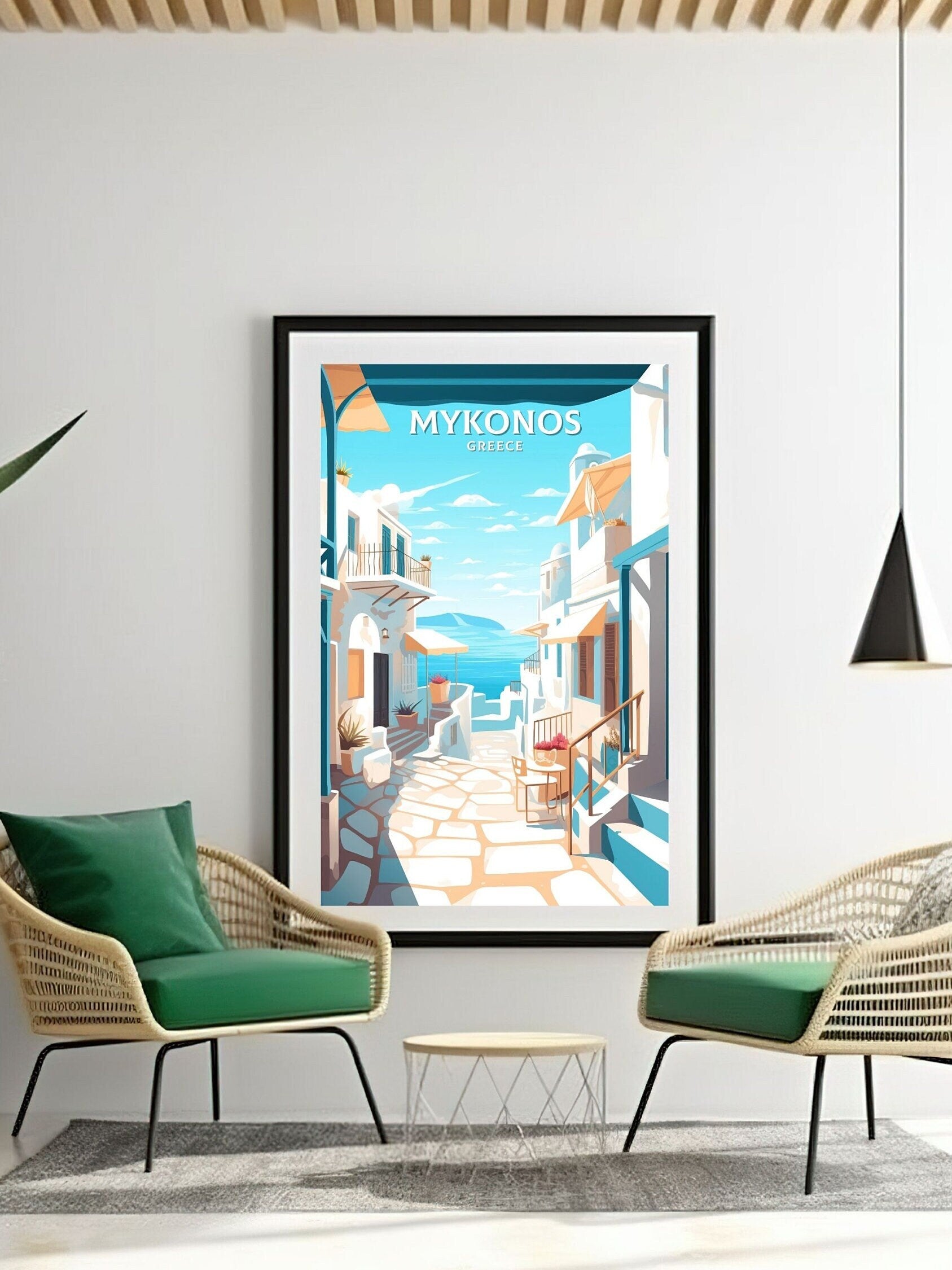 Mykonos Travel Print | Mykonos Illustration | Mykonos Wall Art | Mykonos Print | Greece Print | Greece Home Decor | Mykonos Poster | ID 050