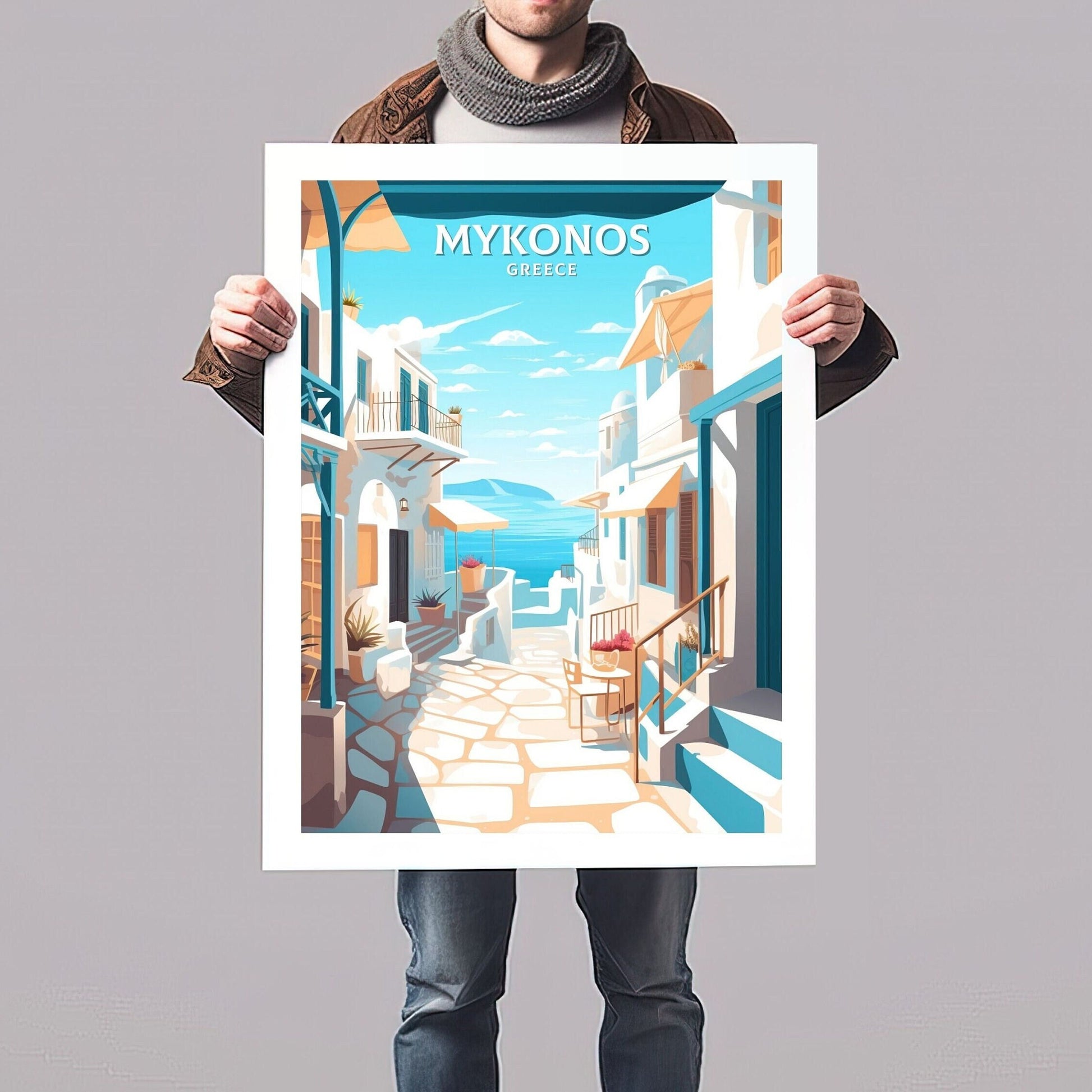 Mykonos Travel Print | Mykonos Illustration | Mykonos Wall Art | Mykonos Print | Greece Print | Greece Home Decor | Mykonos Poster | ID 050