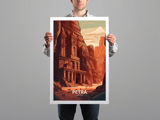 Petra Print | Petra Illustration | Petra Poster | Jordan Print | Jordan Poster | Jordan Wall Art | Petra Travel Poster | ID 078