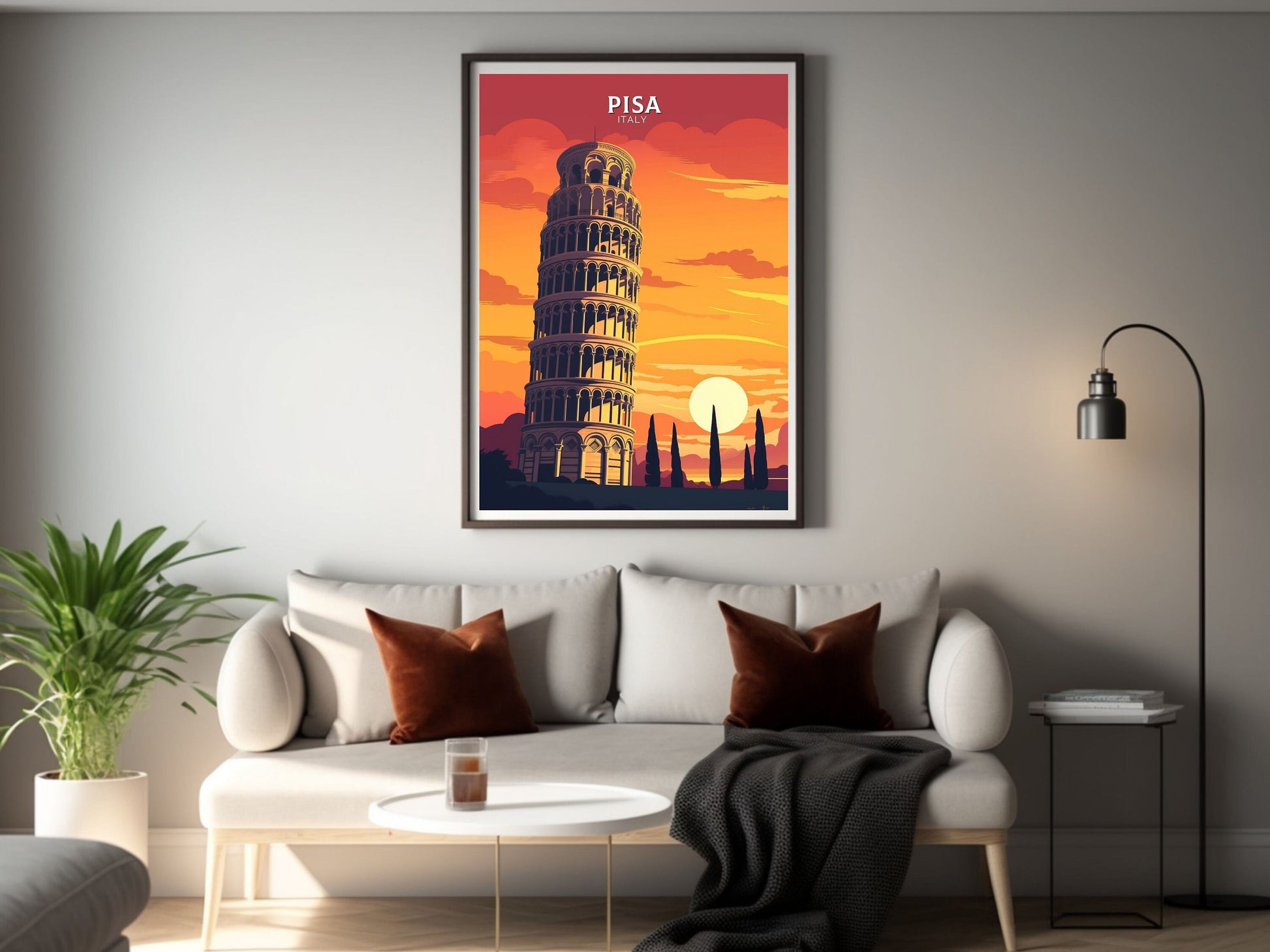 Pisa Poster | Pisa Tower Print | Leaning Tower of Pisa | Pisa Illustration | Pisa Italy | Tower Poster | Pisa Wall Art | Home Décor | ID 079