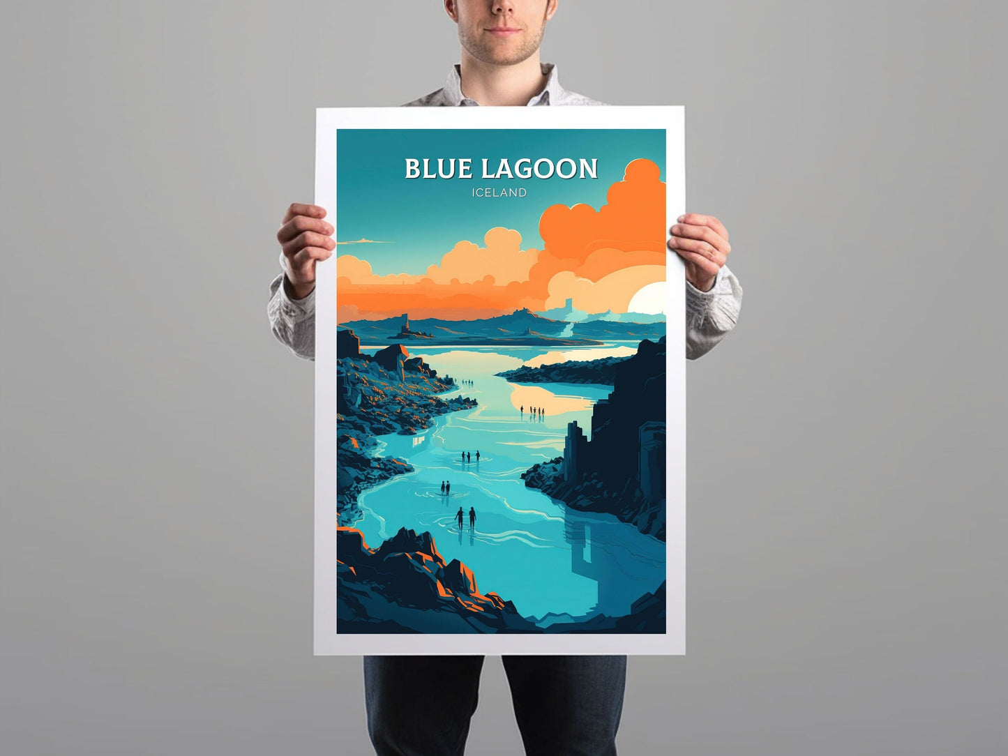 Blue Lagoon Poster | Blue Lagoon Print | Blue Lagoon Iceland Artwork | Blue Lagoon Illustration | Blue Lagoon Wall Art | Home Decor ID 080