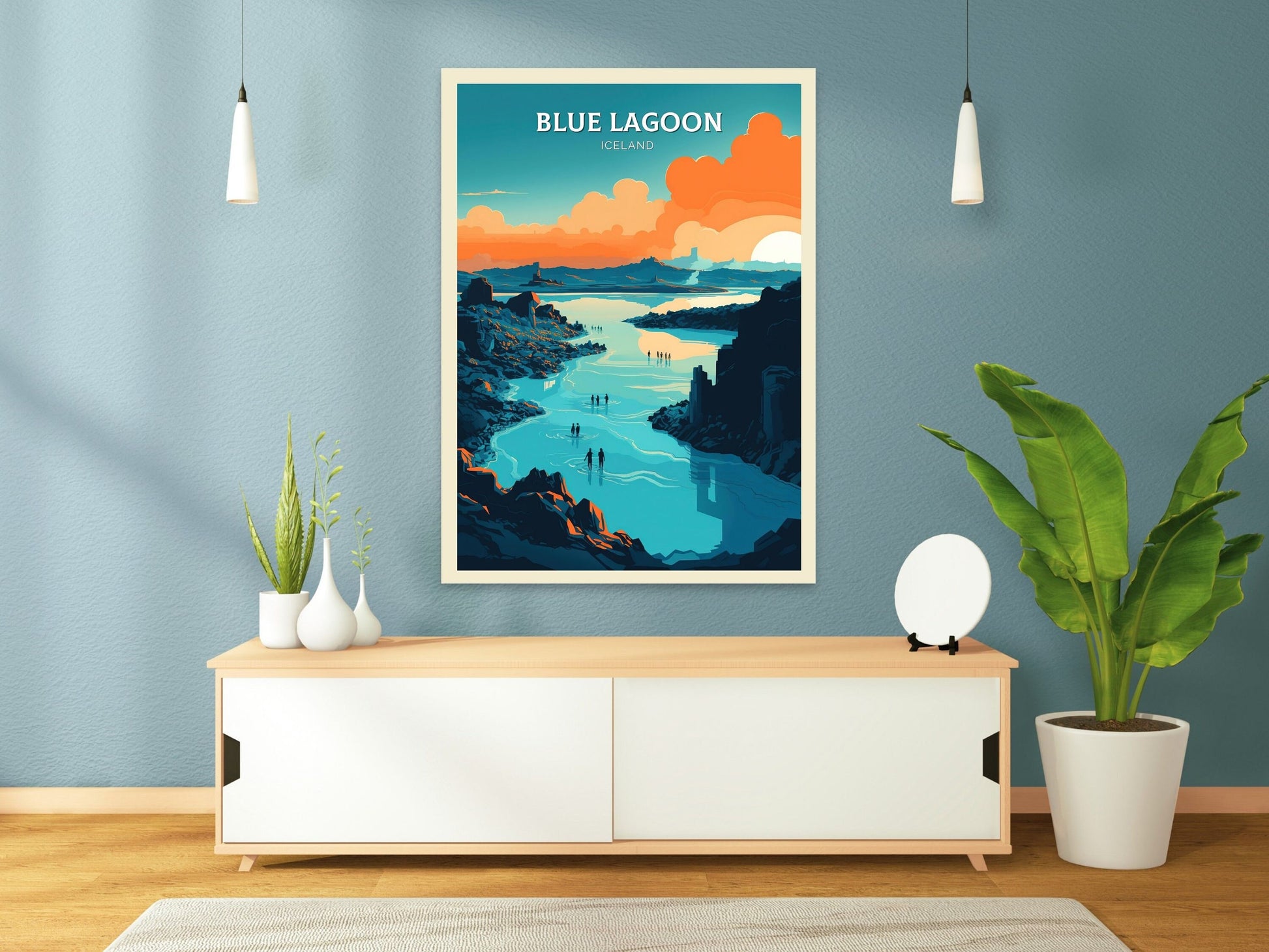 Blue Lagoon Poster | Blue Lagoon Print | Blue Lagoon Iceland Artwork | Blue Lagoon Illustration | Blue Lagoon Wall Art | Home Decor ID 080