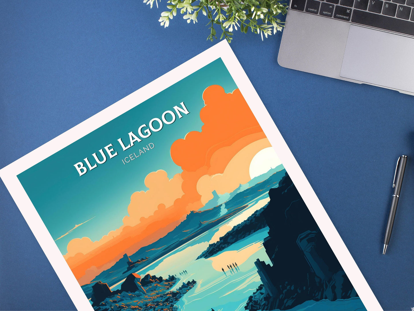 Blue Lagoon Poster | Blue Lagoon Print | Blue Lagoon Iceland Artwork | Blue Lagoon Illustration | Blue Lagoon Wall Art | Home Decor ID 080