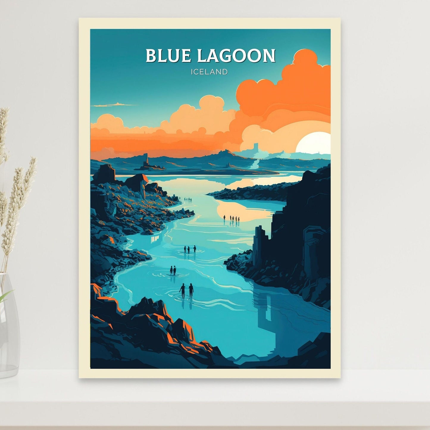 Blue Lagoon Poster | Blue Lagoon Print | Blue Lagoon Iceland Artwork | Blue Lagoon Illustration | Blue Lagoon Wall Art | Home Decor ID 080