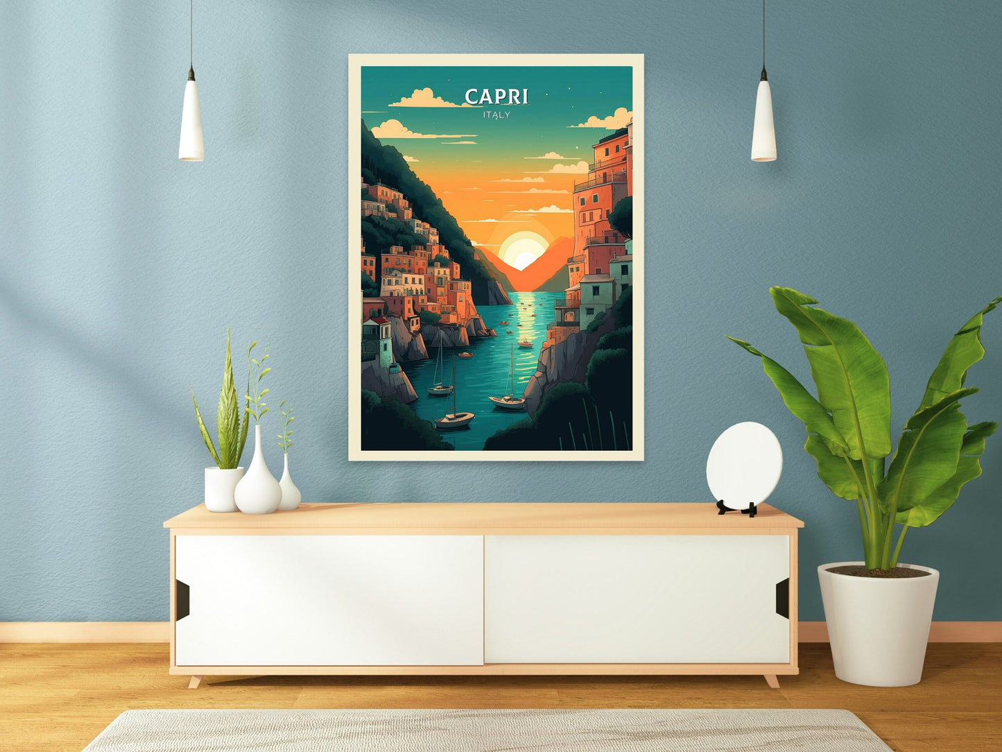 Capri Poster | Capri Print | Capri Island | Capri Illustration | Capri Italy | Capri Artwork | Capri Wall Art | Italy Home Decor | ID 081