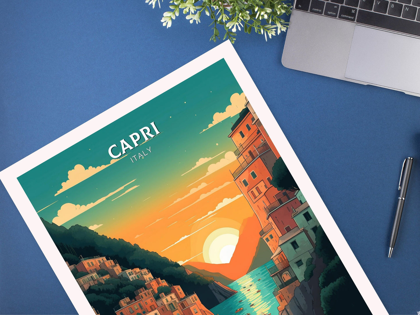 Capri Poster | Capri Print | Capri Island | Capri Illustration | Capri Italy | Capri Artwork | Capri Wall Art | Italy Home Decor | ID 081