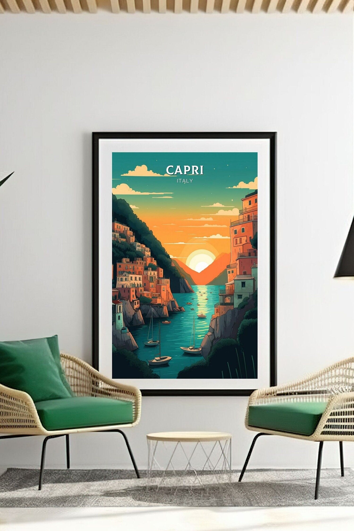 Capri Poster | Capri Print | Capri Island | Capri Illustration | Capri Italy | Capri Artwork | Capri Wall Art | Italy Home Decor | ID 081