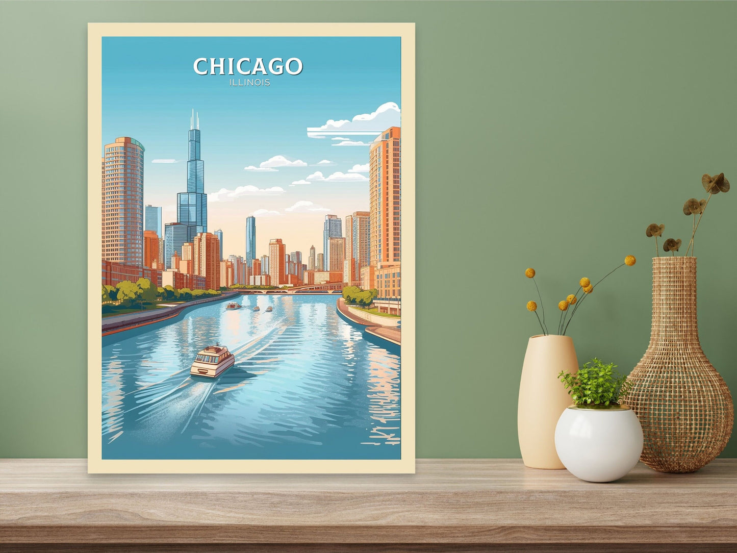 Chicago Poster | Chicago Print | Chicago Illustration | Chicago Illinois | Chicago Artwork | Chicago Wall Art | USA Home Decor | ID 082