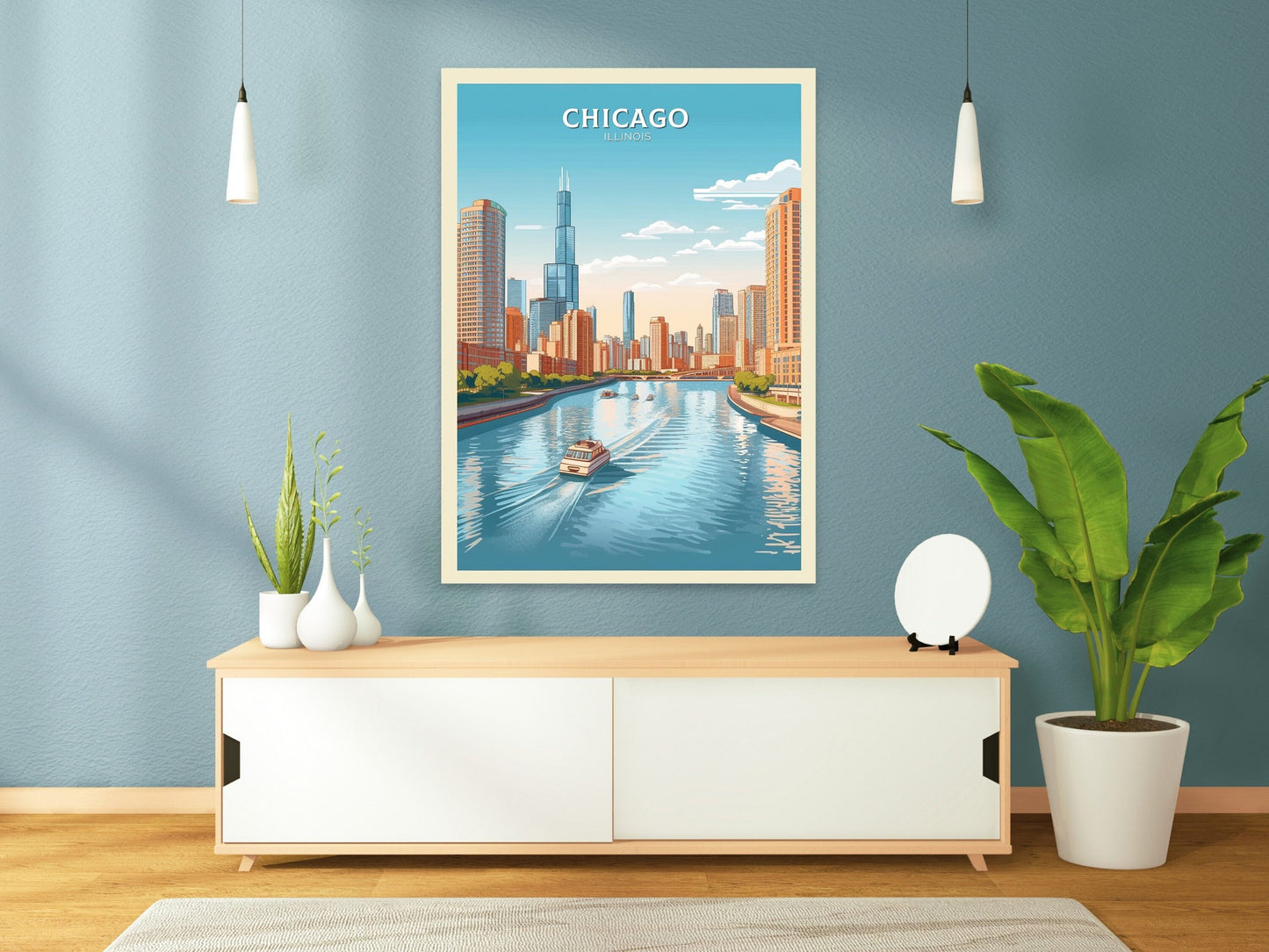 Chicago Poster | Chicago Print | Chicago Illustration | Chicago Illinois | Chicago Artwork | Chicago Wall Art | USA Home Decor | ID 082