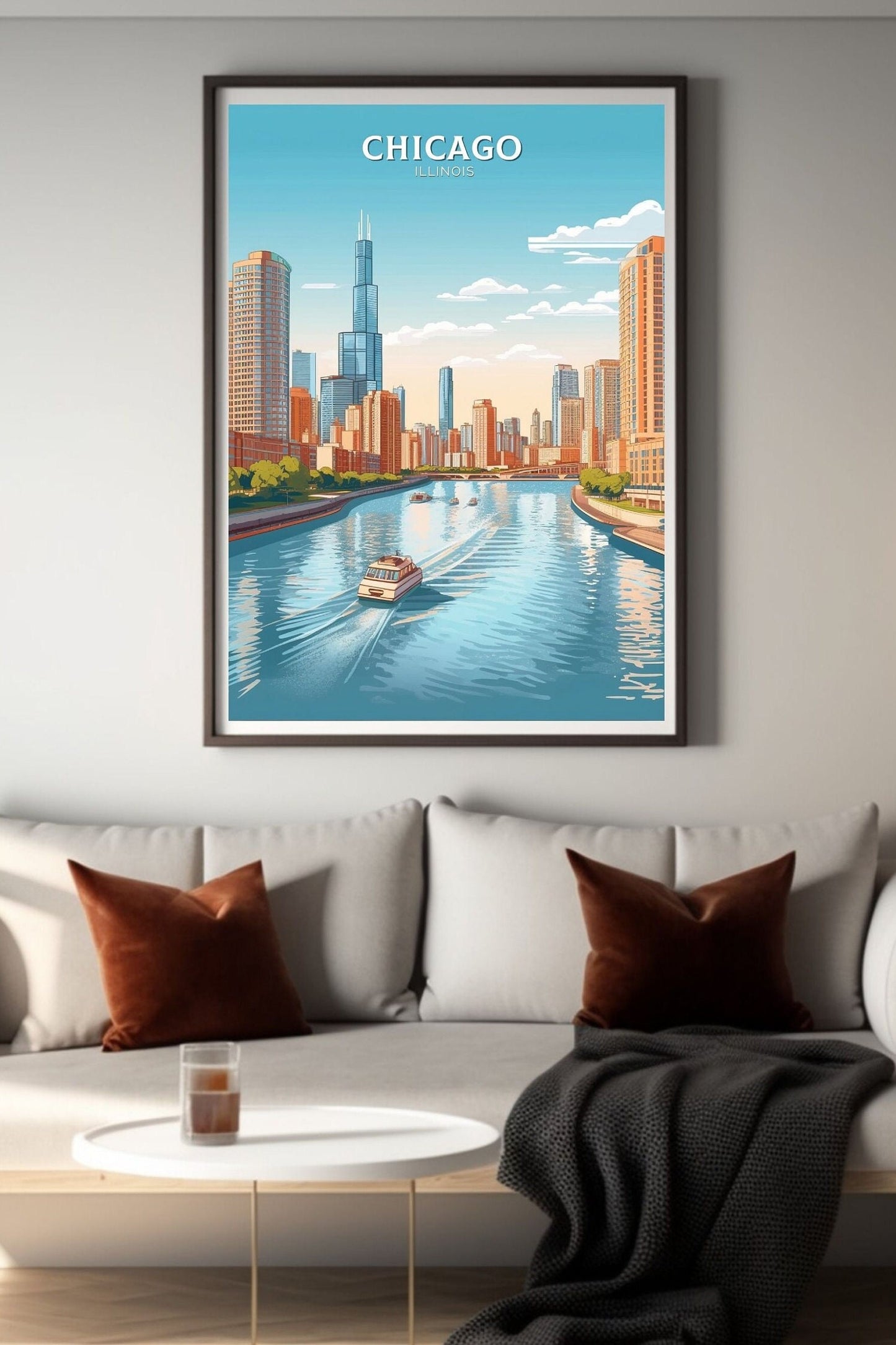 Chicago Poster | Chicago Print | Chicago Illustration | Chicago Illinois | Chicago Artwork | Chicago Wall Art | USA Home Decor | ID 082