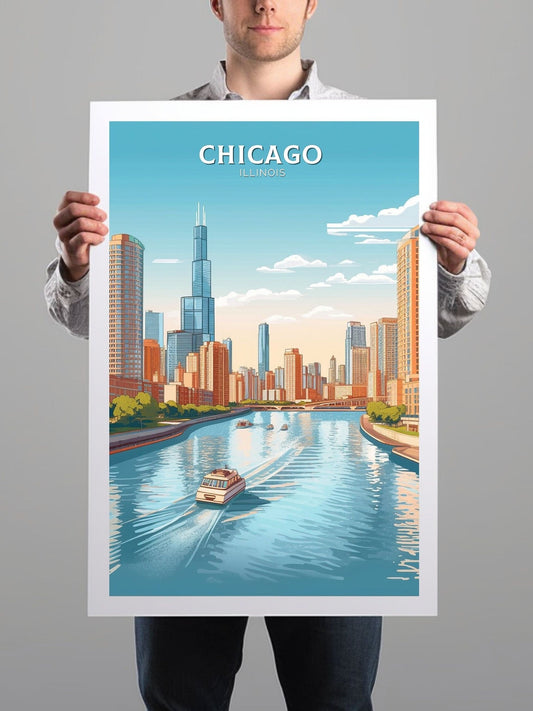 Chicago Poster | Chicago Print | Chicago Illustration | Chicago Illinois | Chicago Artwork | Chicago Wall Art | USA Home Decor | ID 082