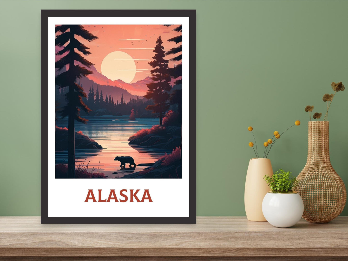 Alaska Print | Alaska Poster | Alaska Illustration | Alaska Painting | Alaska Wall Art | Minimalist Landscape | Alaska Travel Print | ID 118