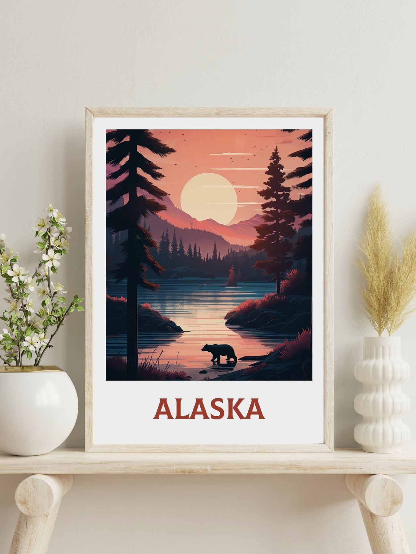 Alaska Print | Alaska Poster | Alaska Illustration | Alaska Painting | Alaska Wall Art | Minimalist Landscape | Alaska Travel Print | ID 118