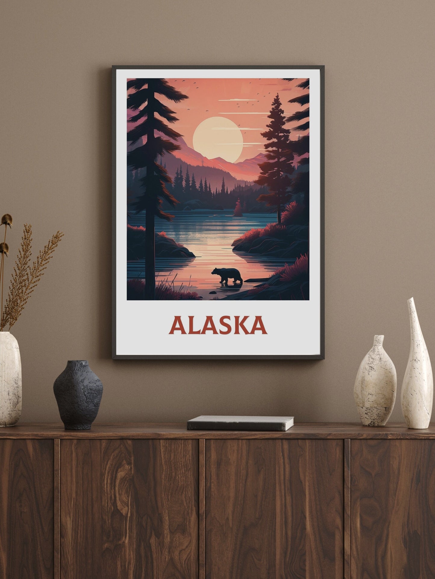 Alaska Print | Alaska Poster | Alaska Illustration | Alaska Painting | Alaska Wall Art | Minimalist Landscape | Alaska Travel Print | ID 118