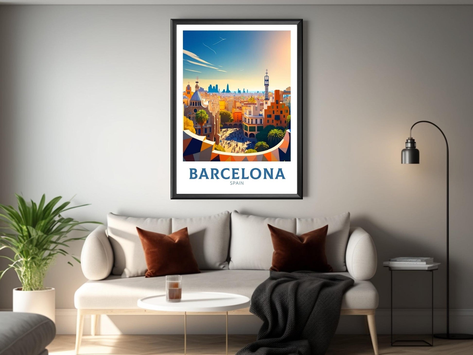 Barcelona Poster | Barcelona Travel Print | Barcelona Illustration | Barcelona Wall Art | Spain Print | Barcelona Print| City Print | ID 122