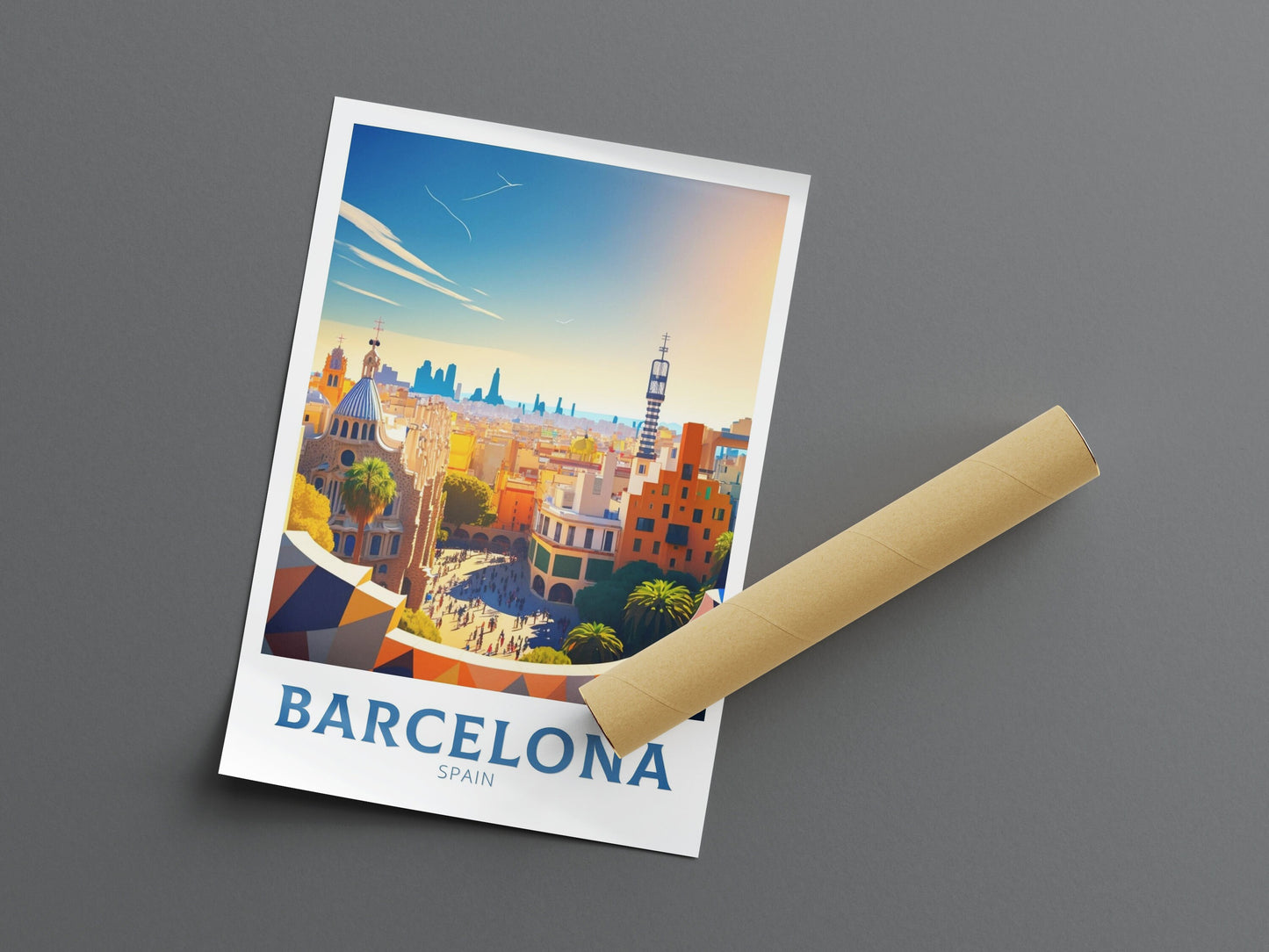 Barcelona Poster | Barcelona Travel Print | Barcelona Illustration | Barcelona Wall Art | Spain Print | Barcelona Print| City Print | ID 122