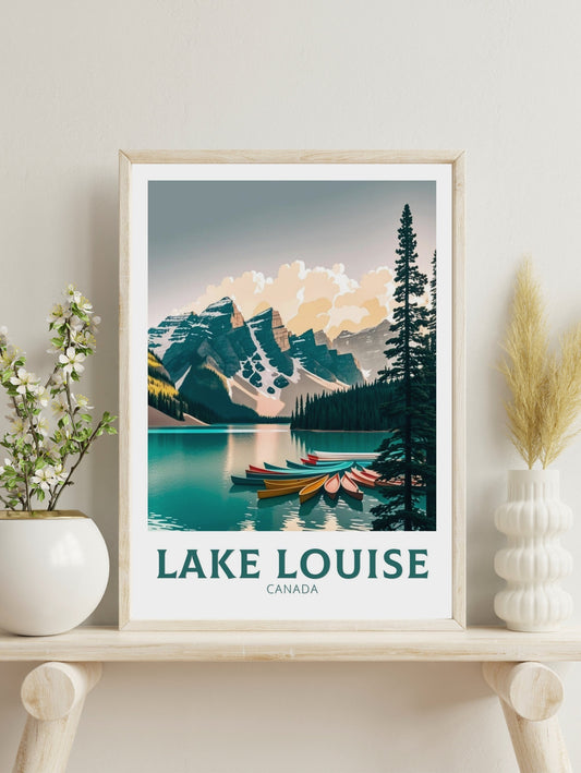 Lake Louise Travel Print | Lake Louise Poster| Lake Louise Banff | Banff Wall Art | Minimalist Landscape | Canada Travel Print | ID 124