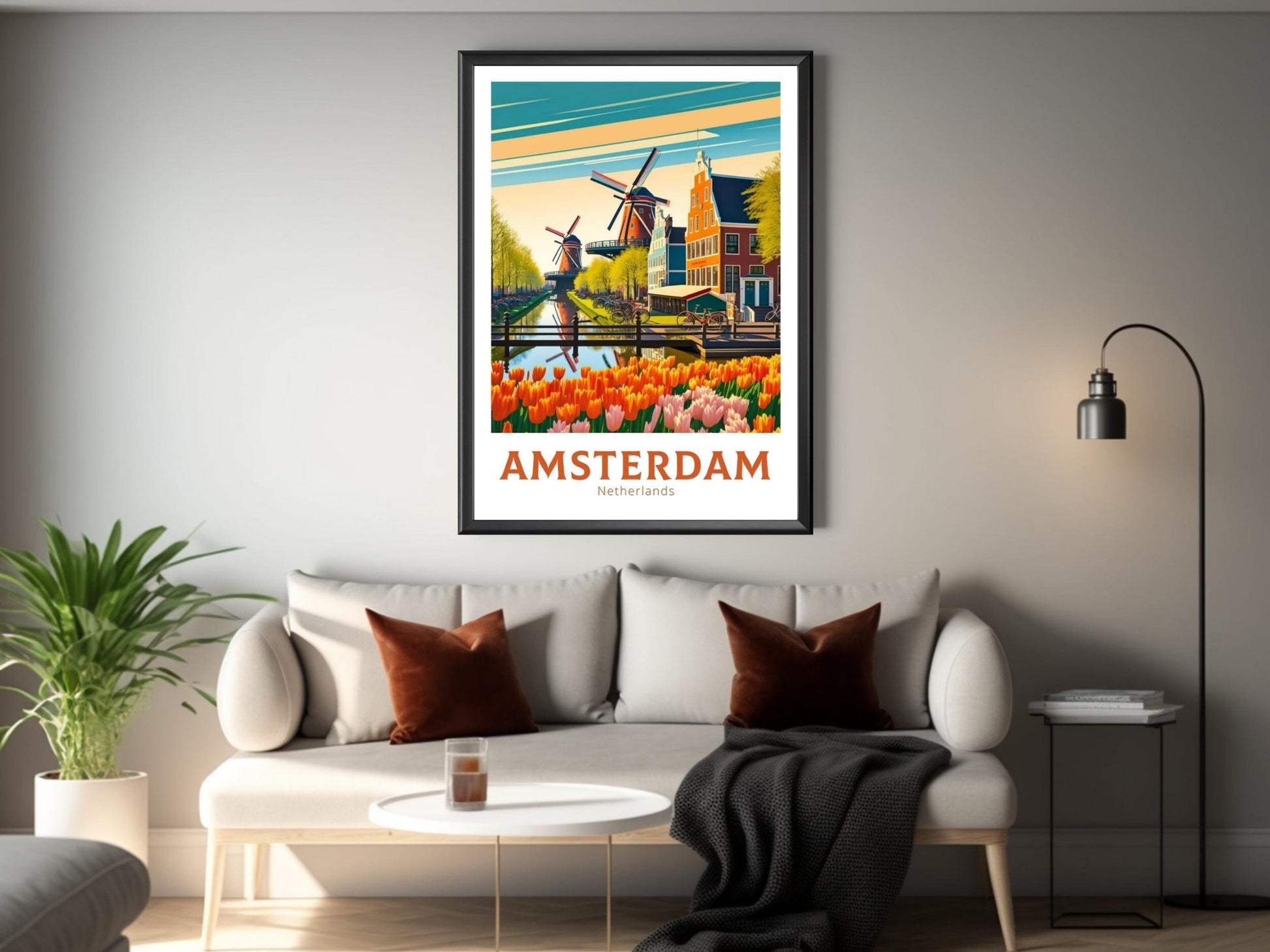 Amsterdam Poster | Amsterdam Travel Print | Amsterdam Illustration | Amsterdam Wall Art | Housewarming Gift | Amsterdam Poster | ID 126