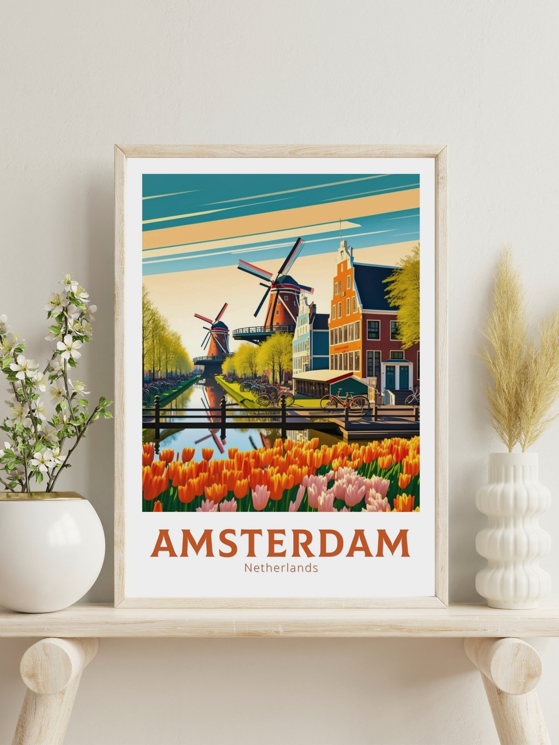 Amsterdam Poster | Amsterdam Travel Print | Amsterdam Illustration | Amsterdam Wall Art | Housewarming Gift | Amsterdam Poster | ID 126