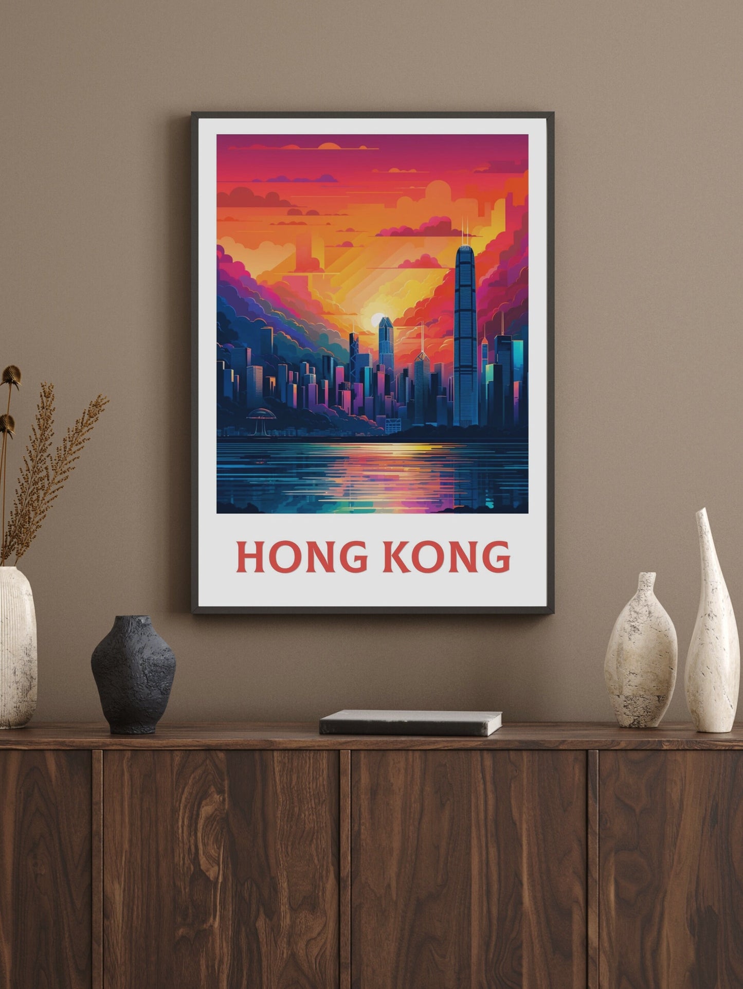 Hong Kong Travel Print | Hong Kong Illustration | Hong Kong skyline print | Hong Kong Poster | Hong Kong Wall Art | Asia Print | ID 128