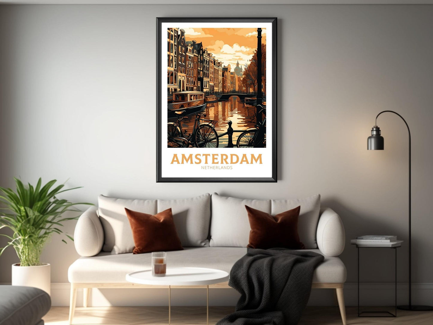 Amsterdam Travel Print | Amsterdam Illustration | Amsterdam Wall Art | Netherlands Print | Amsterdam Home Decor | Amsterdam Poster | ID 130