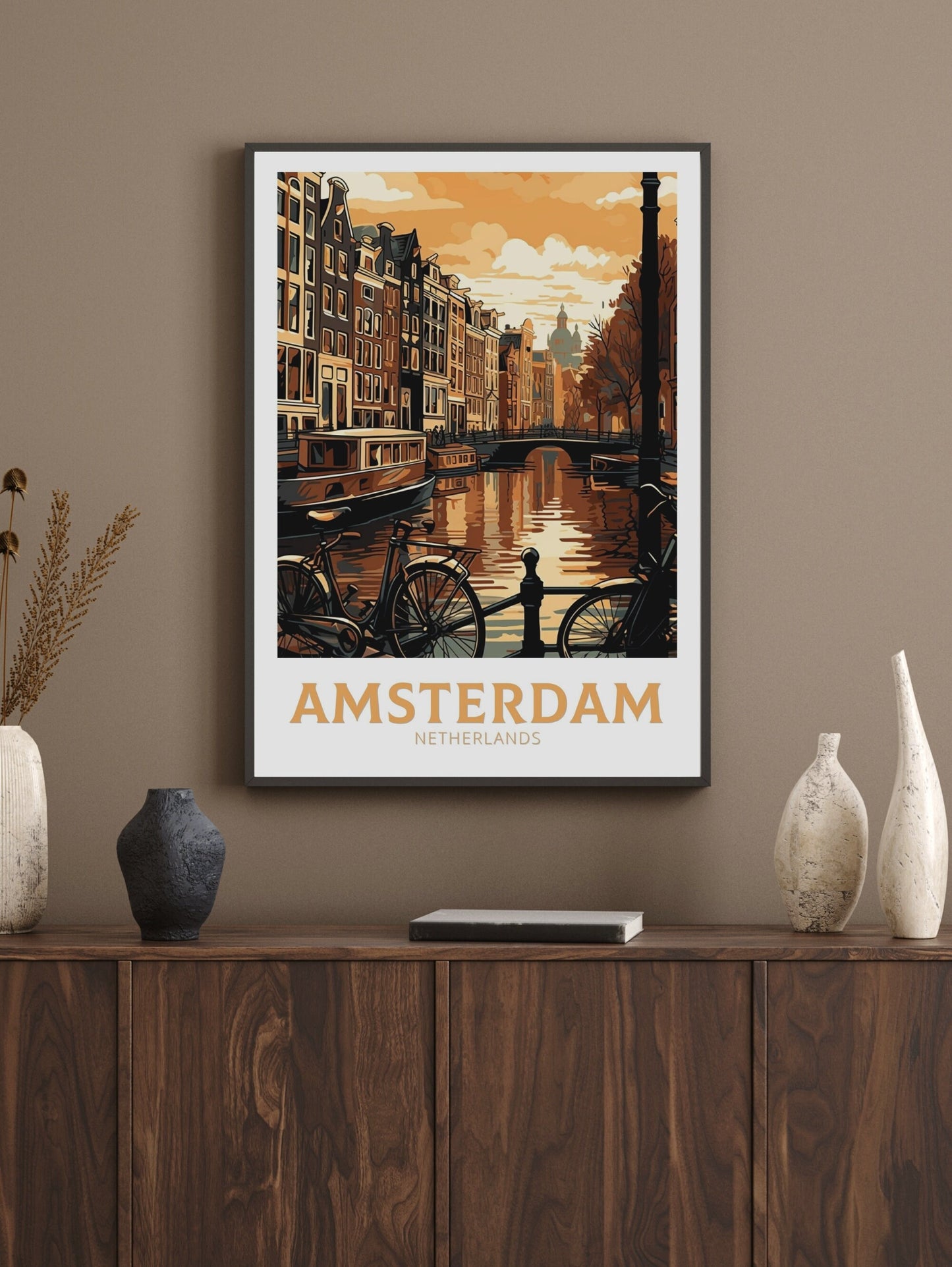 Amsterdam Travel Print | Amsterdam Illustration | Amsterdam Wall Art | Netherlands Print | Amsterdam Home Decor | Amsterdam Poster | ID 130