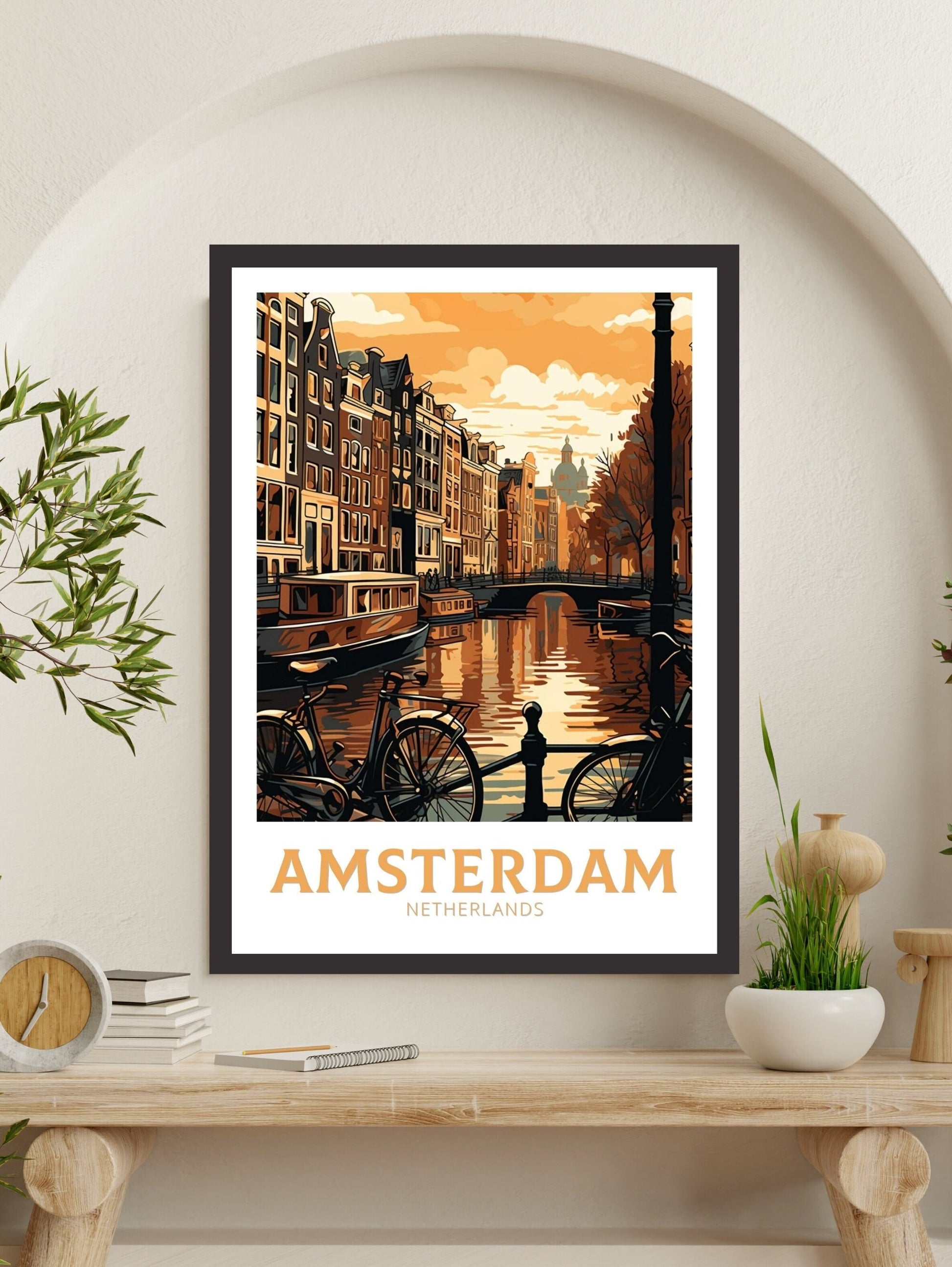 Amsterdam Travel Print | Amsterdam Illustration | Amsterdam Wall Art | Netherlands Print | Amsterdam Home Decor | Amsterdam Poster | ID 130