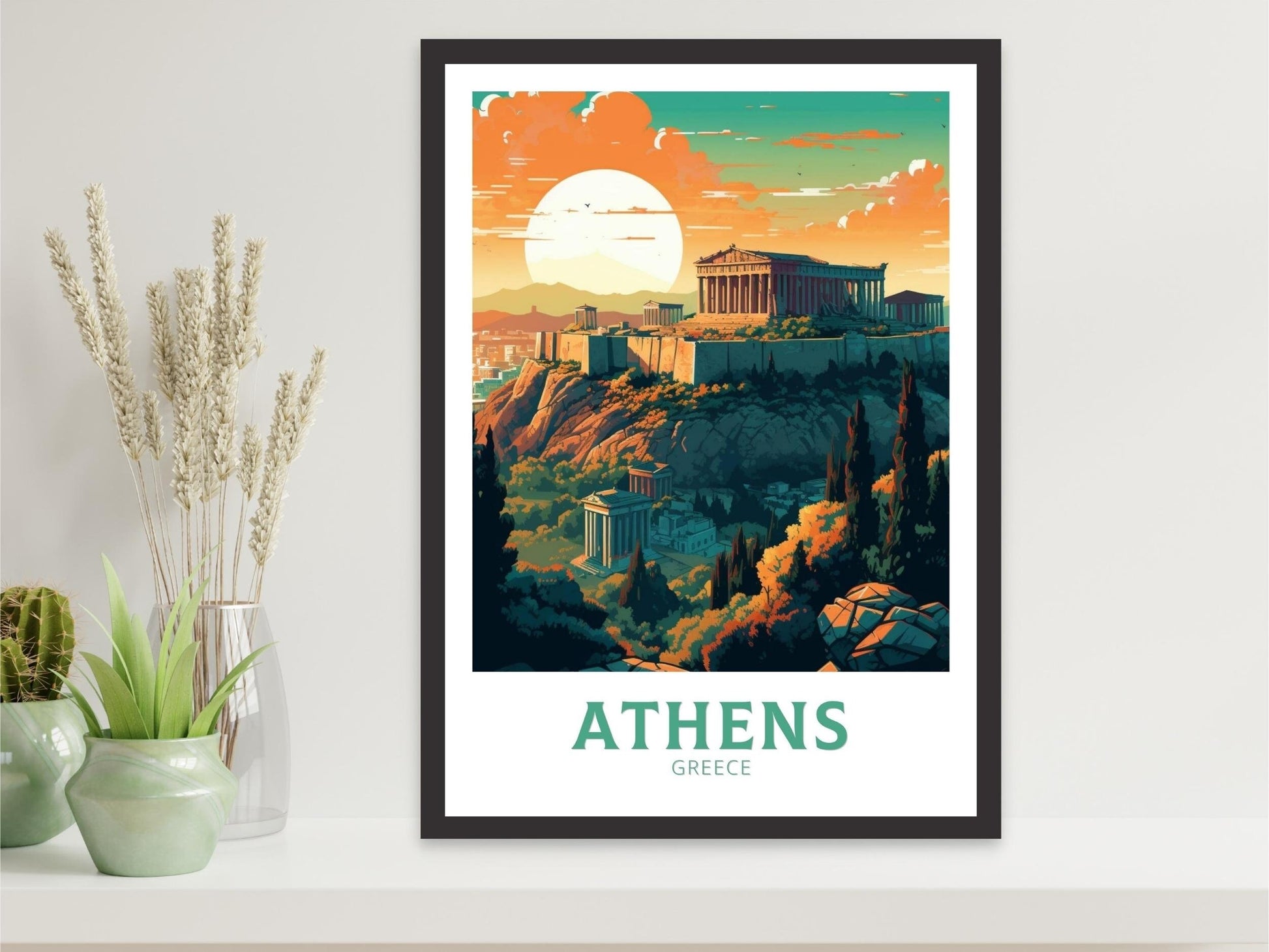 Athens Travel Poster | Athens Illustration | Acropolis | Athens Print | Greece Print | Greece Home Decor | Parthenon Poster | ID 133