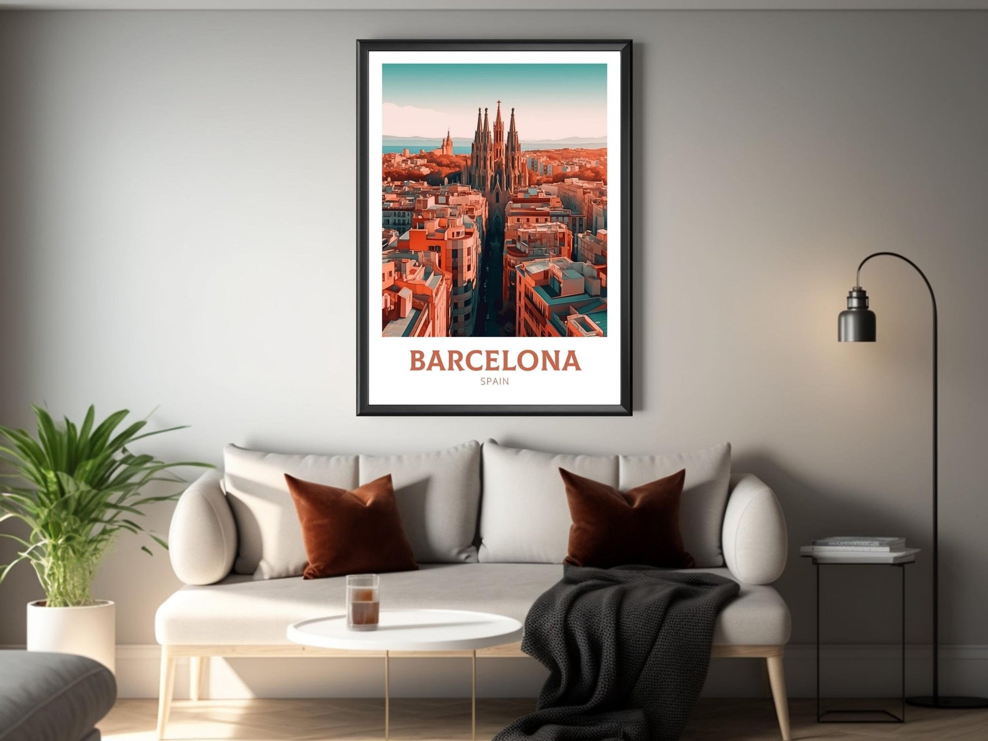 Barcelona Poster | Barcelona Travel Print | Barcelona Illustration | Barcelona Wall Art | Spain Print | Barcelona Spain Painting | ID 135