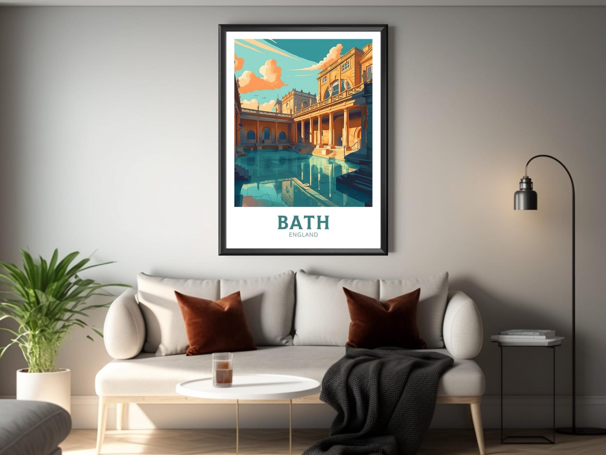 Bath Travel Poster | Bath Print | Bath England Illustration | Bath UK Wall Art | Roman baths Print | City Poster | City Illustration ID 145