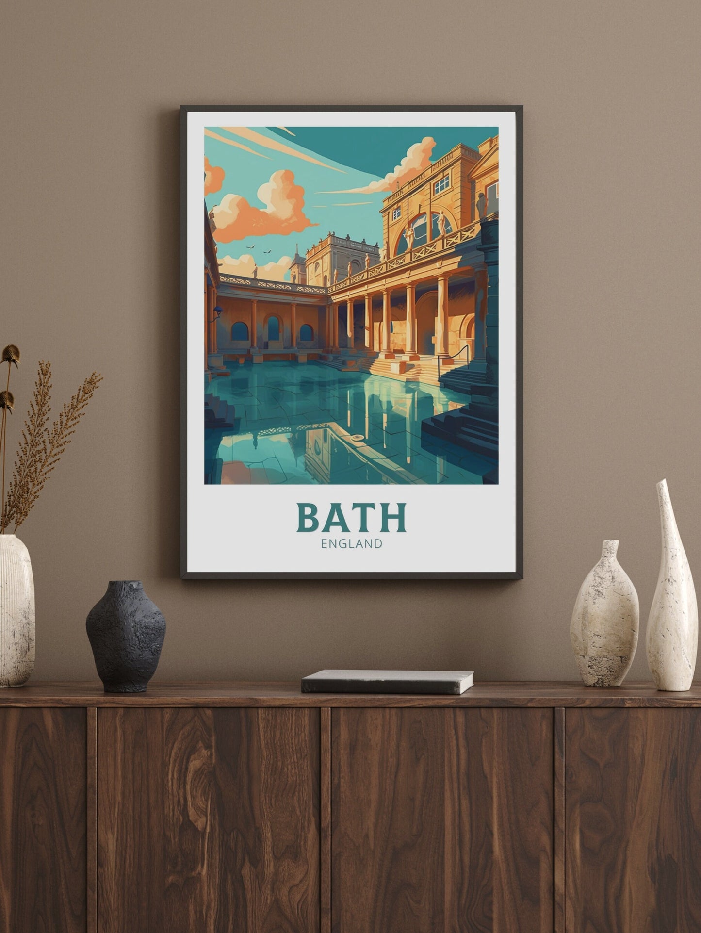 Bath Travel Poster | Bath Print | Bath England Illustration | Bath UK Wall Art | Roman baths Print | City Poster | City Illustration ID 145