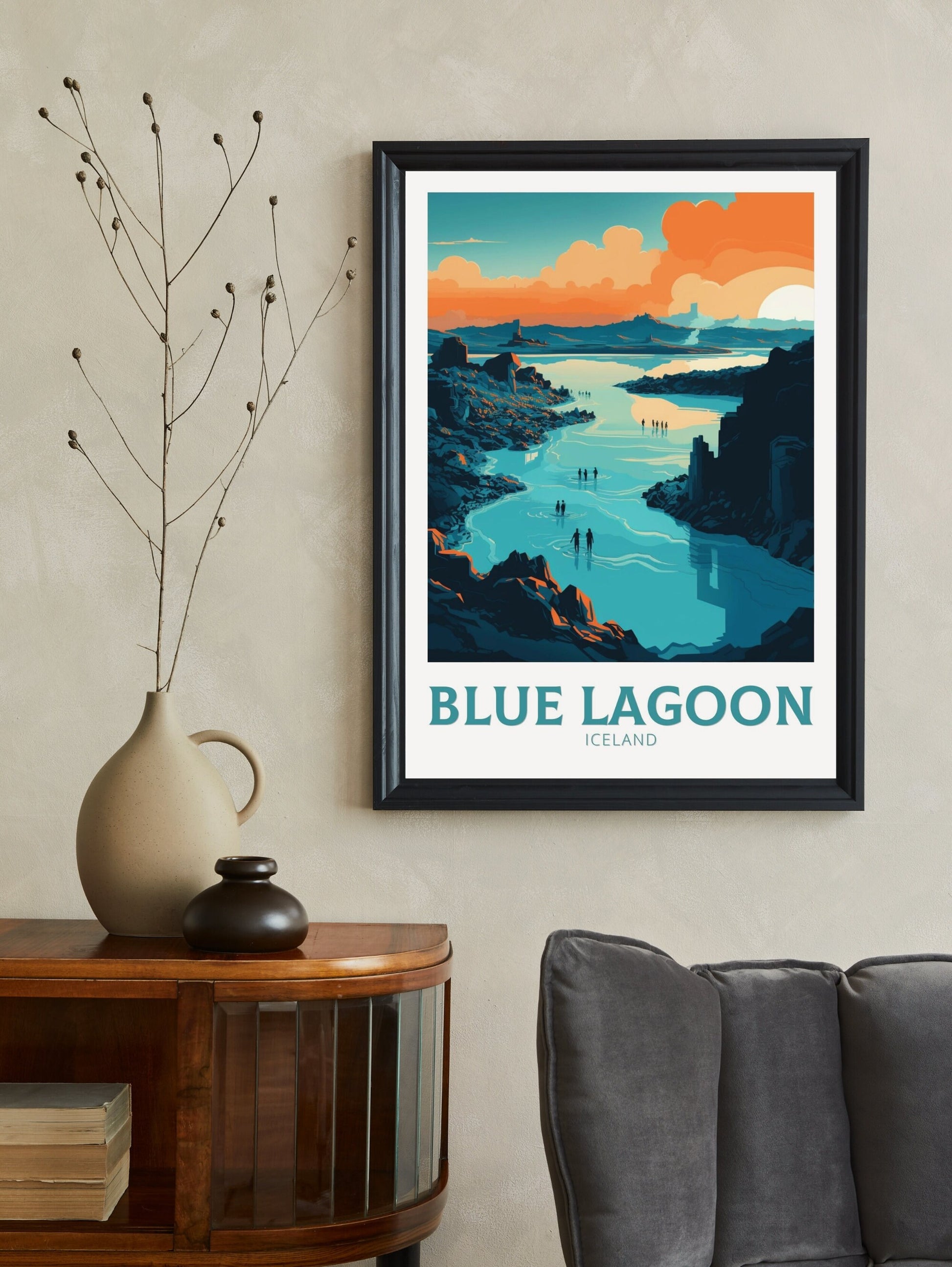 Blue Lagoon Travel Print| Blue Lagoon Poster | Blue Lagoon Artwork | Blue Lagoon Illustration | Blue Lagoon Wall Art | Home Decor ID 139