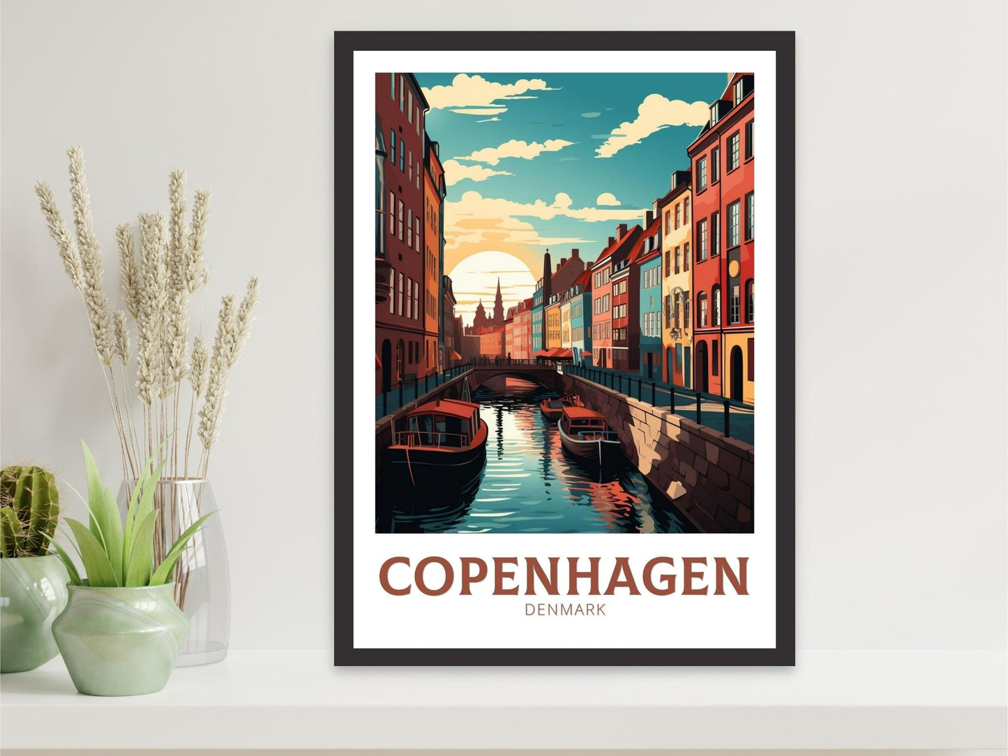 Copenhagen Travel Print | Copenhagen Poster | Copenhagen Illustration | Travel Print | Copenhagen Wall Art | City Poster Denmark | ID 142