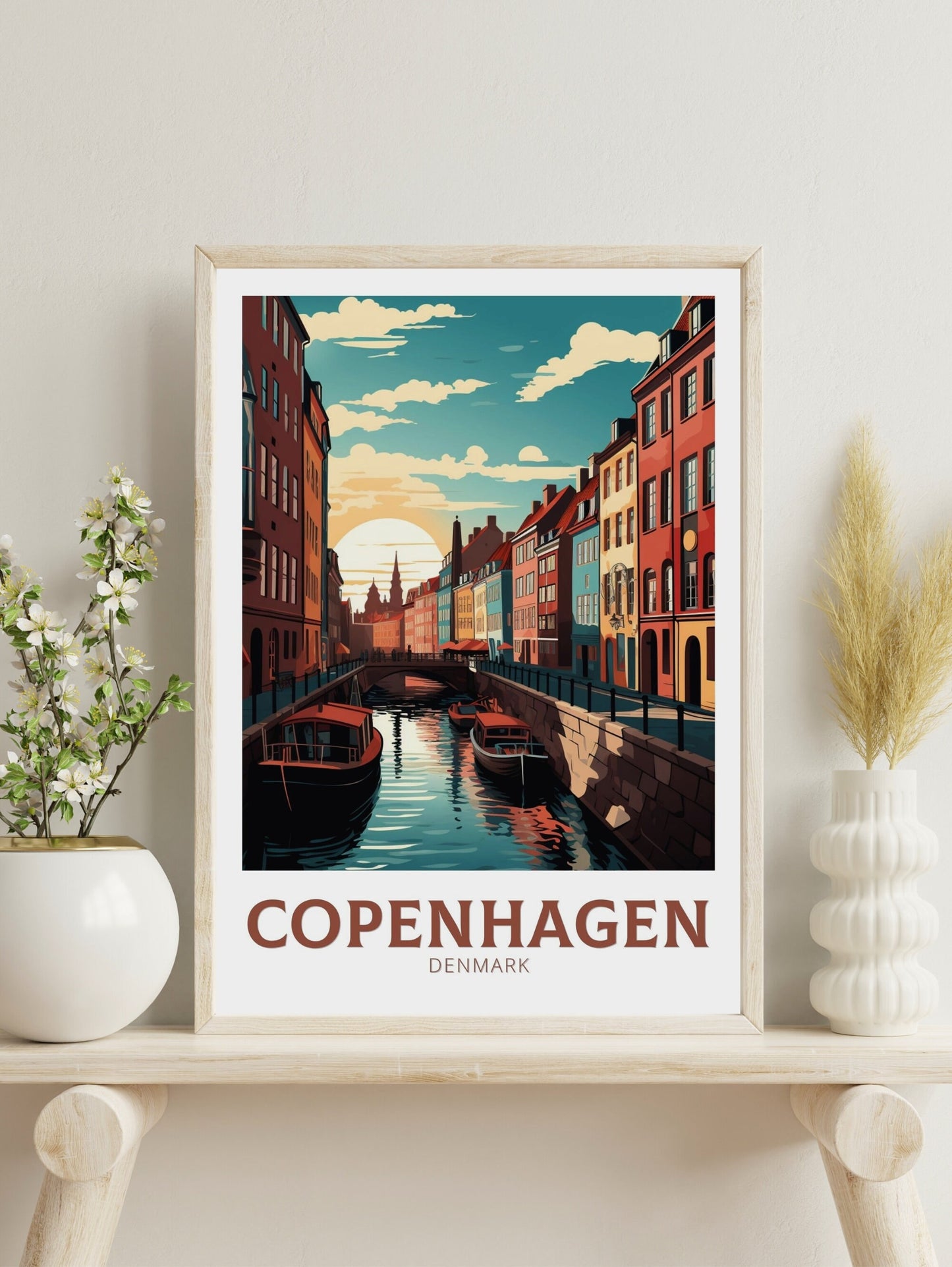 Copenhagen Travel Print | Copenhagen Poster | Copenhagen Illustration | Travel Print | Copenhagen Wall Art | City Poster Denmark | ID 142