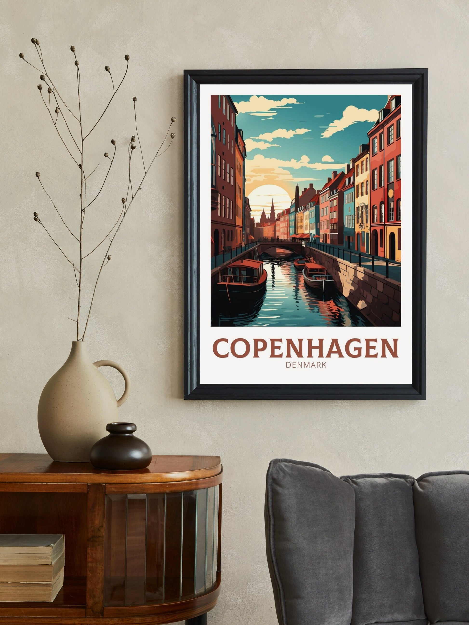 Copenhagen Travel Print | Copenhagen Poster | Copenhagen Illustration | Travel Print | Copenhagen Wall Art | City Poster Denmark | ID 142