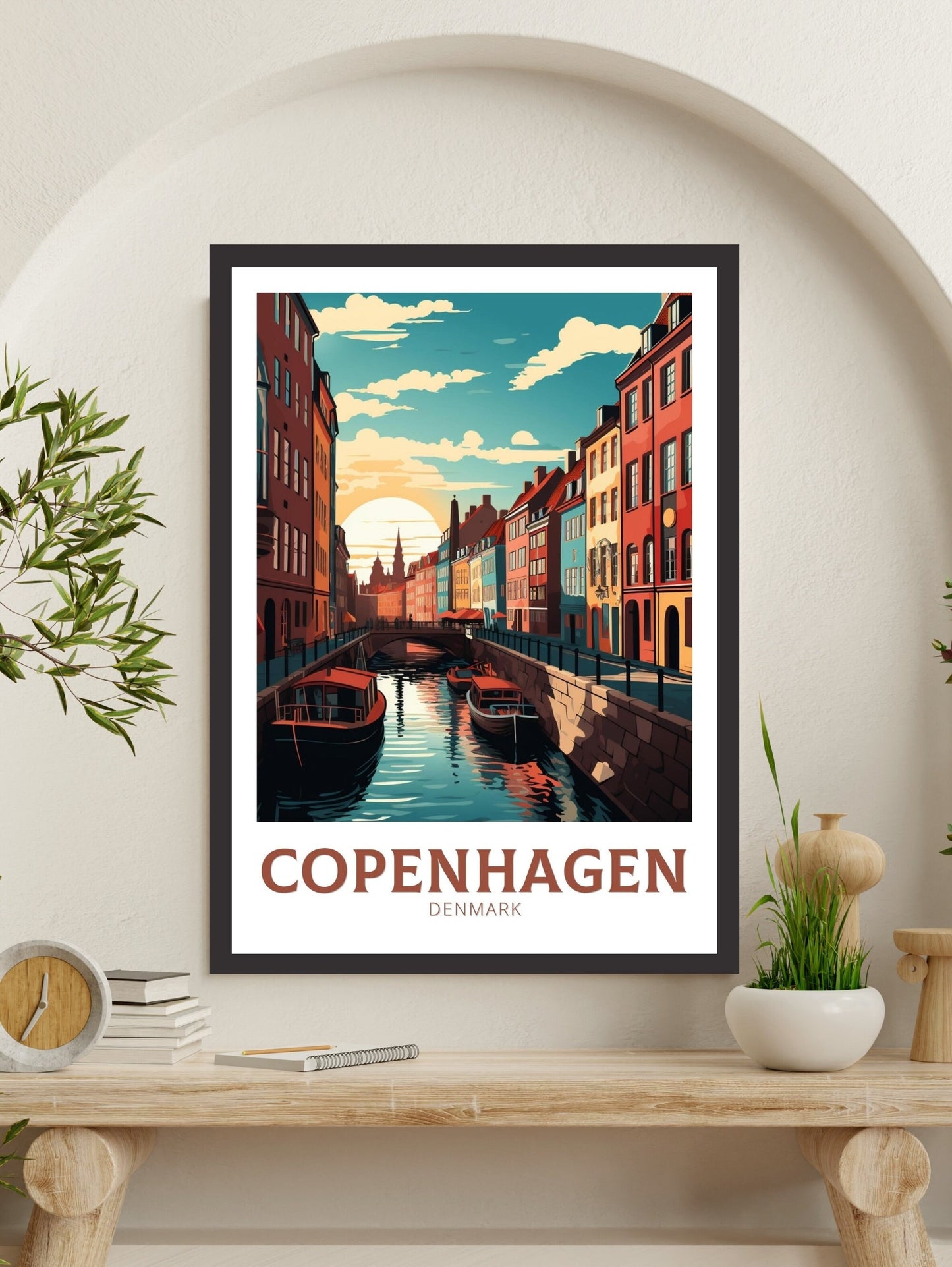 Copenhagen Travel Print | Copenhagen Poster | Copenhagen Illustration | Travel Print | Copenhagen Wall Art | City Poster Denmark | ID 142