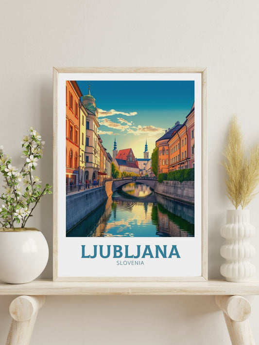 Ljubljana Poster | Ljubljana Travel Print | Ljubljana Illustration | Ljubljana Wall Art | Slovenia Print | Ljubljana Painting | ID 152