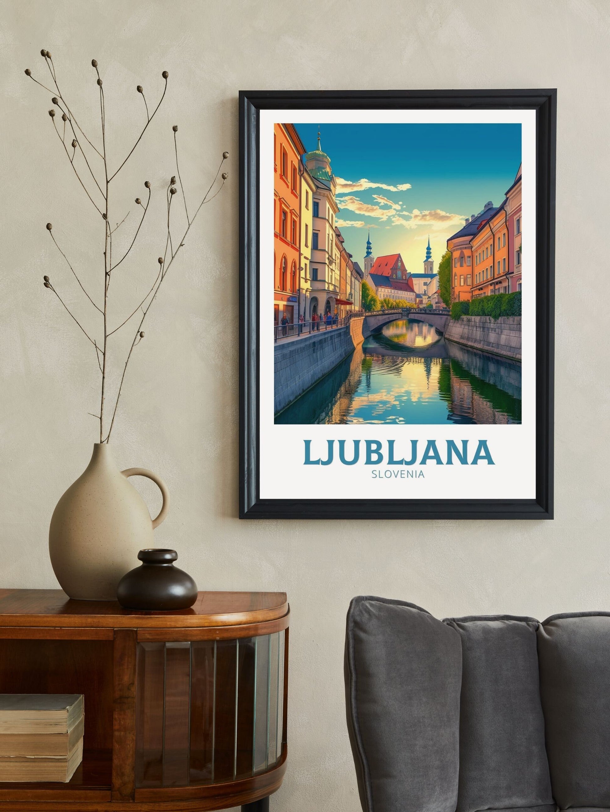 Ljubljana Poster | Ljubljana Travel Print | Ljubljana Illustration | Ljubljana Wall Art | Slovenia Print | Ljubljana Painting | ID 152