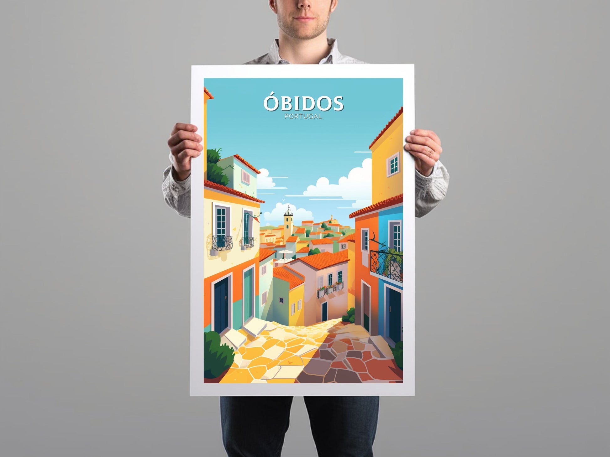 Óbidos Print | Óbidos Poster | Óbidos Wall Art | Portugal Travel Poster | Óbidos Illustration | Portugal Print | Portugal Artwork | ID 088