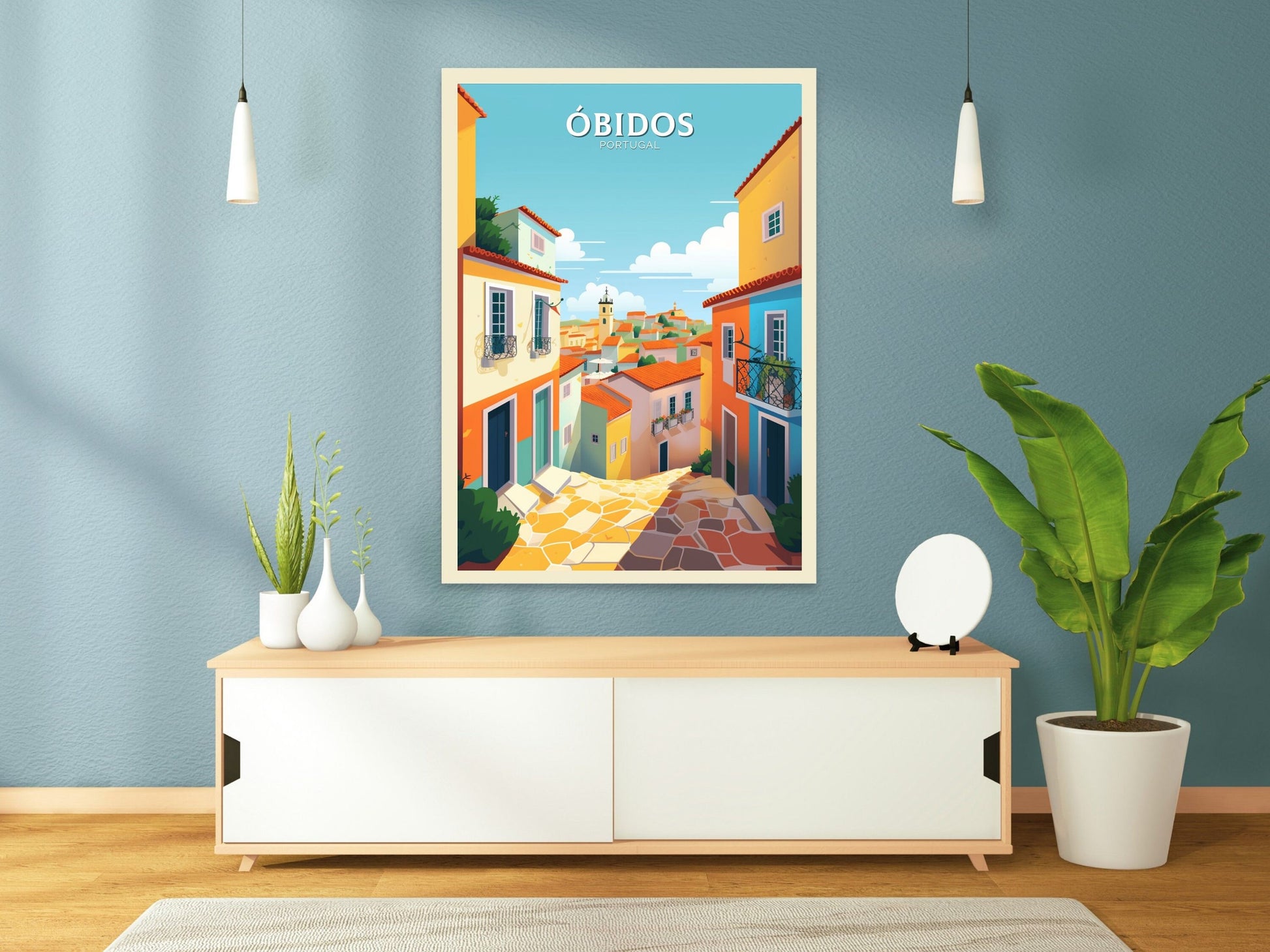 Óbidos Print | Óbidos Poster | Óbidos Wall Art | Portugal Travel Poster | Óbidos Illustration | Portugal Print | Portugal Artwork | ID 088