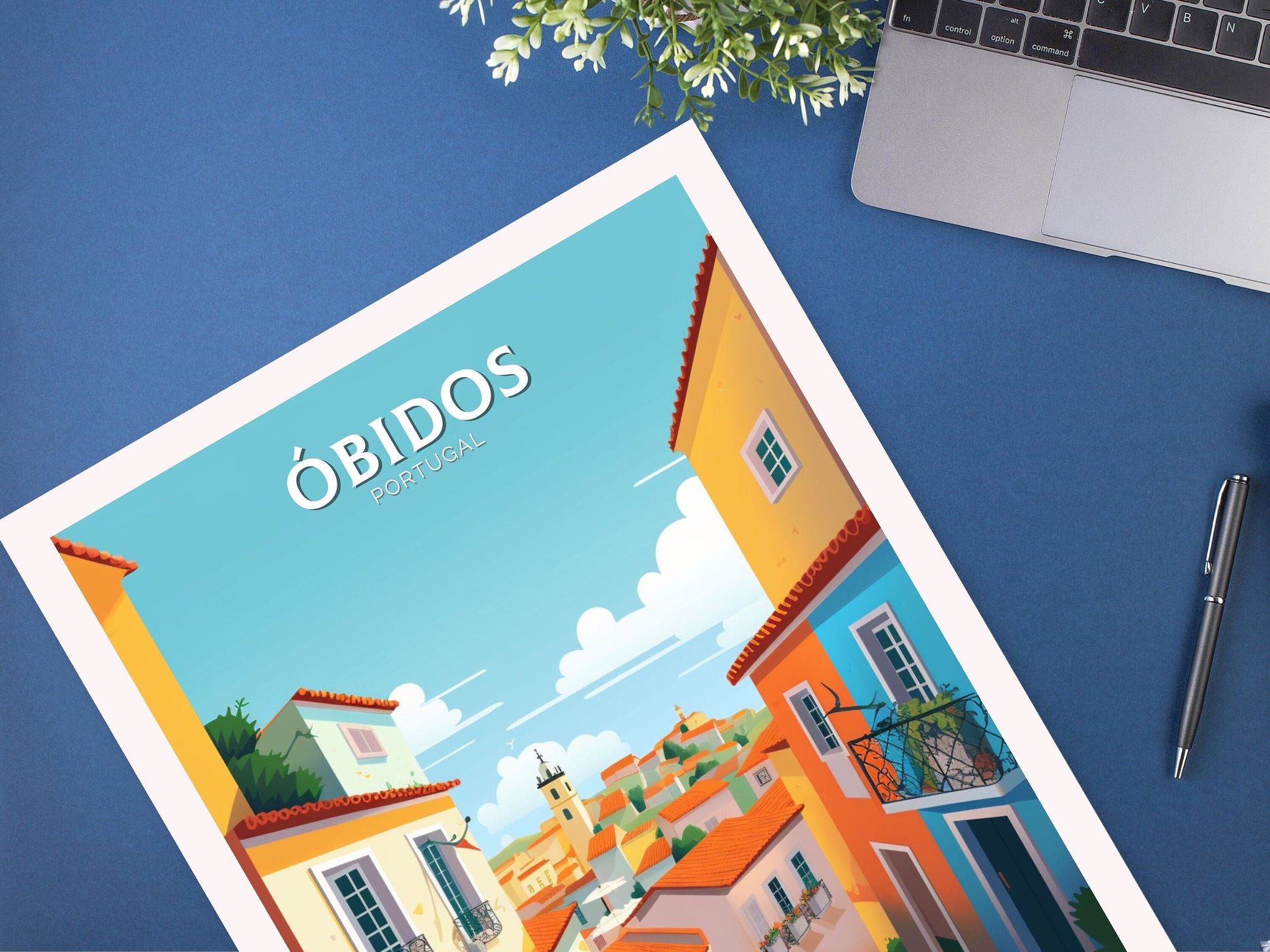 Óbidos Print | Óbidos Poster | Óbidos Wall Art | Portugal Travel Poster | Óbidos Illustration | Portugal Print | Portugal Artwork | ID 088