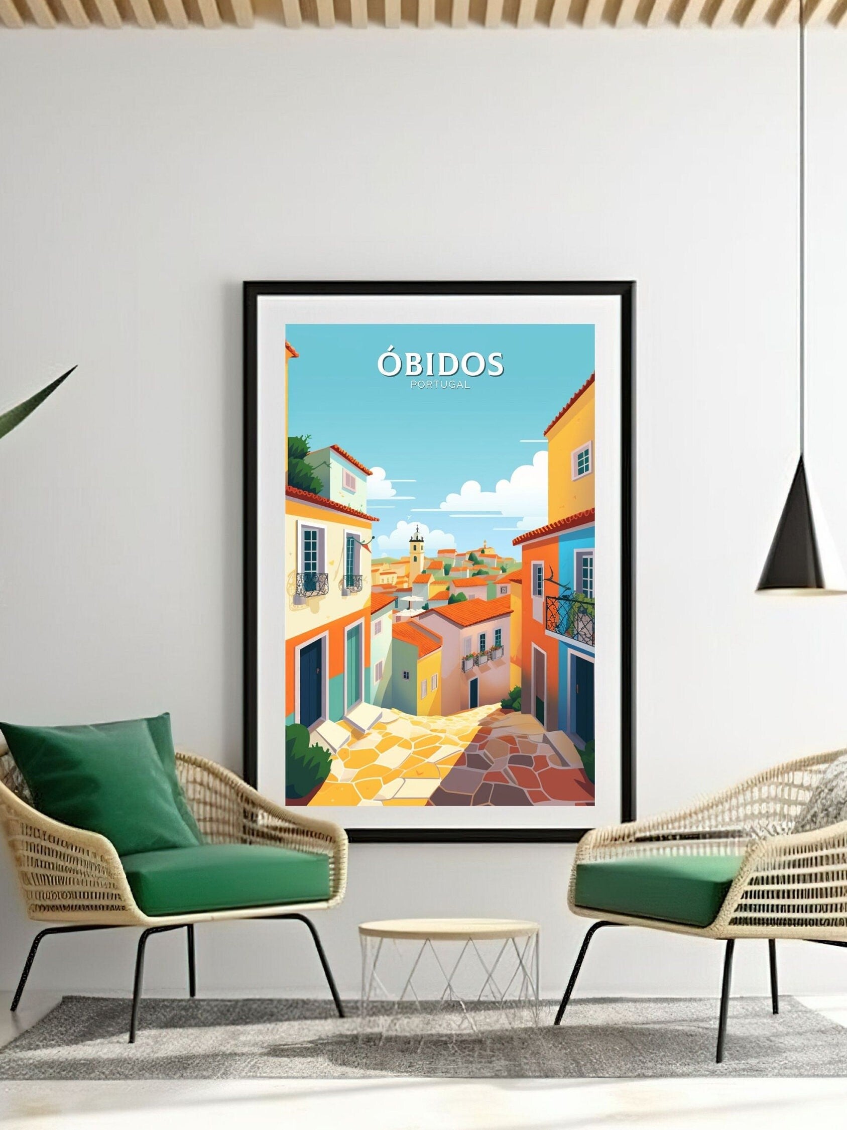 Óbidos Print | Óbidos Poster | Óbidos Wall Art | Portugal Travel Poster | Óbidos Illustration | Portugal Print | Portugal Artwork | ID 088