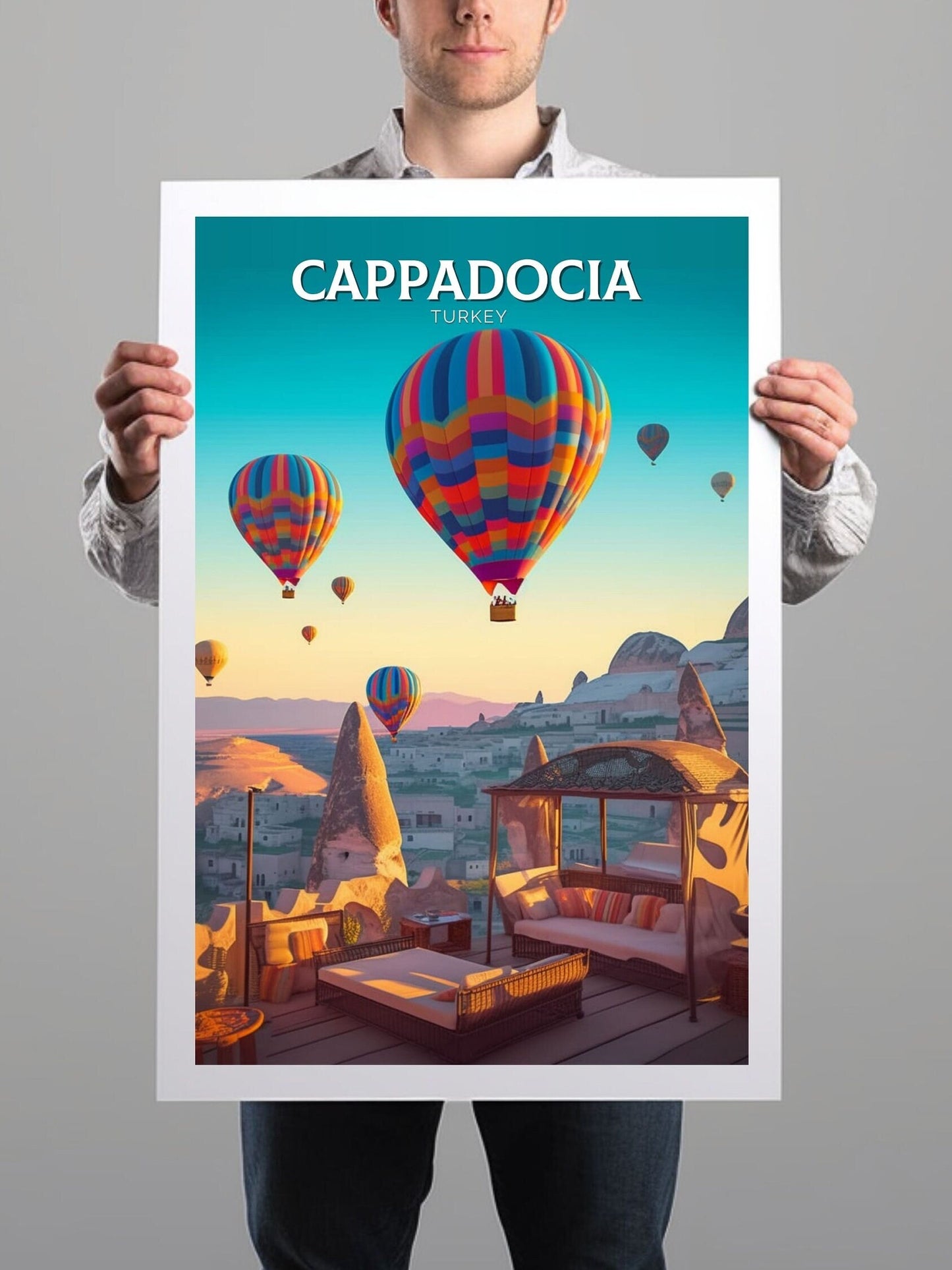 Cappadocia Travel Poster | Cappadocia Print | Cappadocia Design | Turkey Wall Art | Cappadocia Illustration | Turkey Travel Print | ID 093