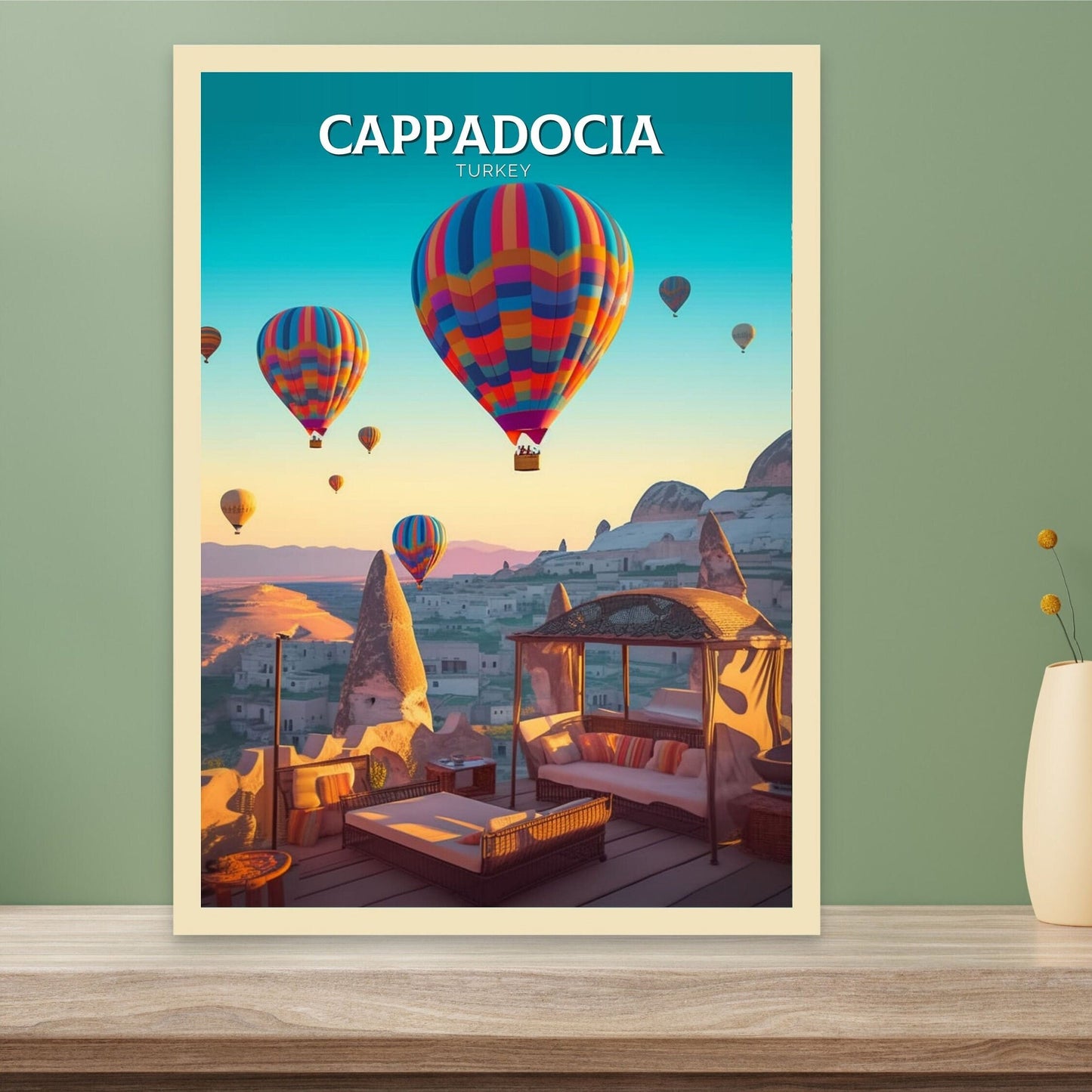 Cappadocia Travel Poster | Cappadocia Print | Cappadocia Design | Turkey Wall Art | Cappadocia Illustration | Turkey Travel Print | ID 093