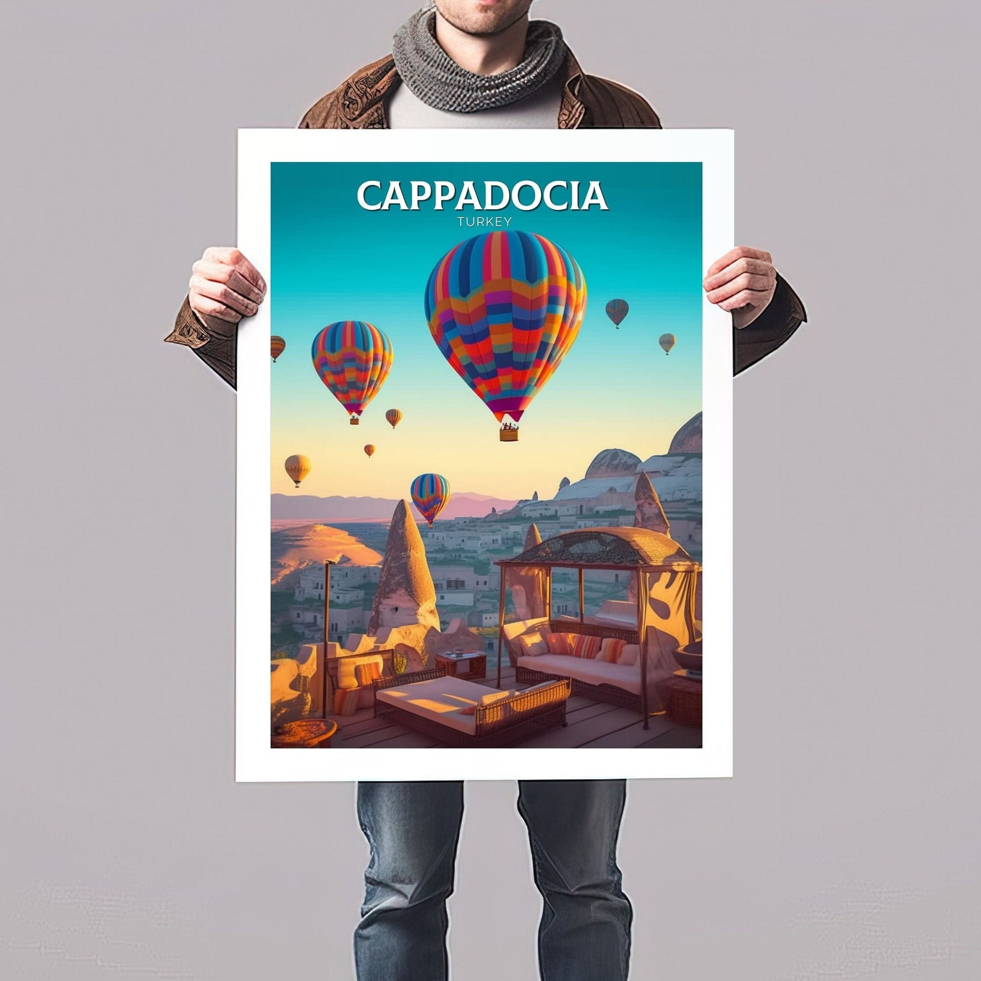 Cappadocia Travel Poster | Cappadocia Print | Cappadocia Design | Turkey Wall Art | Cappadocia Illustration | Turkey Travel Print | ID 093