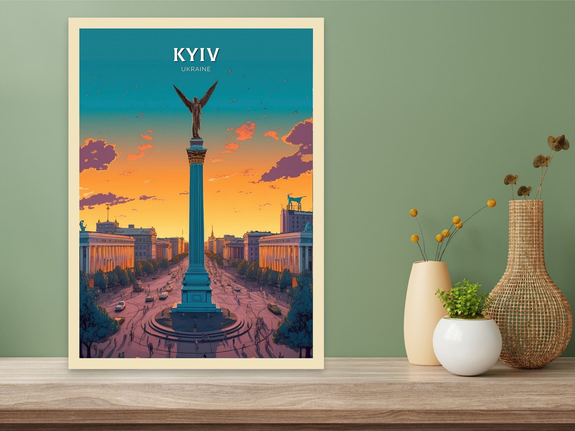 Kyiv Ukraine Travel Poster | Kyiv Print | Kyiv Design | Kyiv Wall Art | Kyiv Ukraine Illustration | Kiev Ukraine Print | Kyiv Art | ID 102