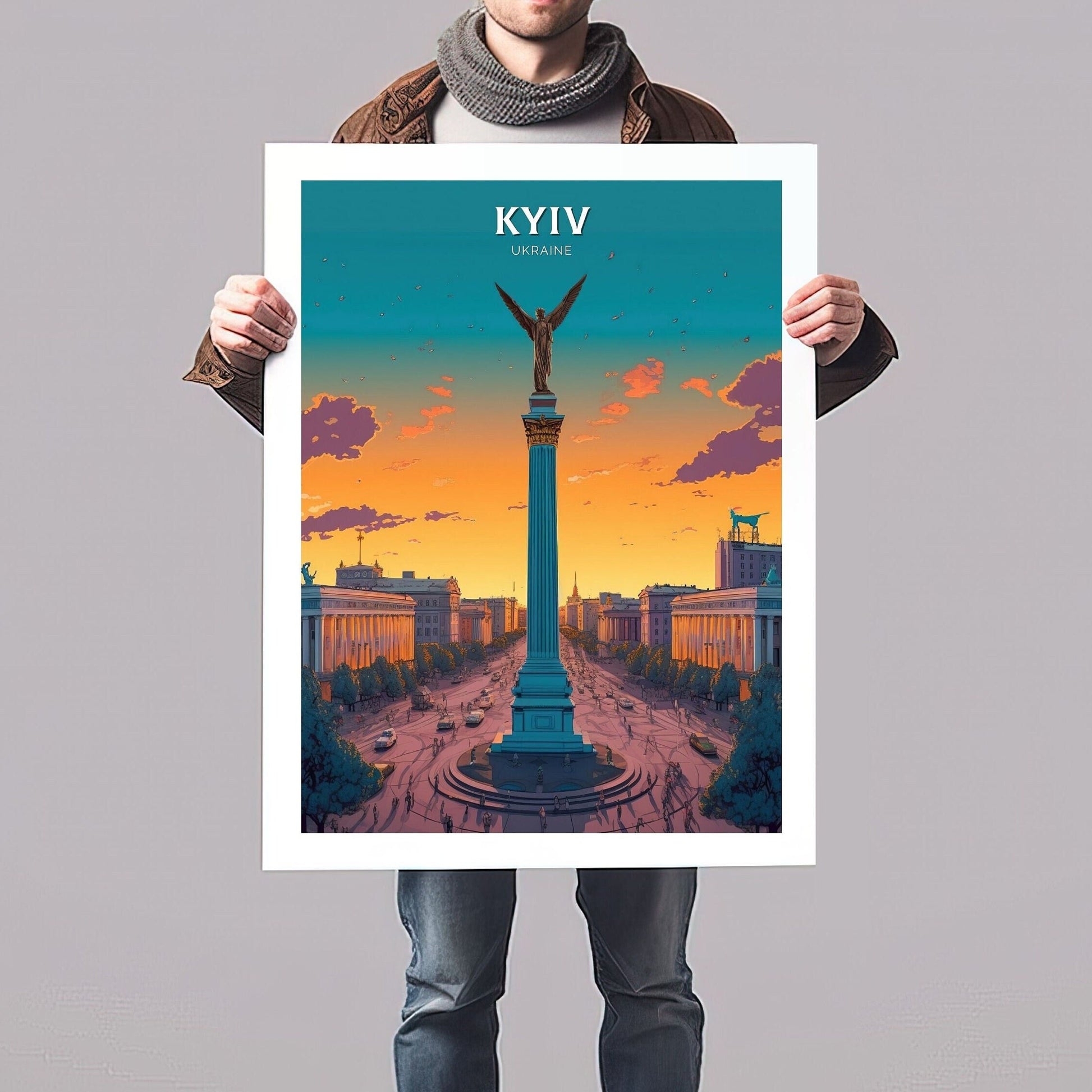 Kyiv Ukraine Travel Poster | Kyiv Print | Kyiv Design | Kyiv Wall Art | Kyiv Ukraine Illustration | Kiev Ukraine Print | Kyiv Art | ID 102